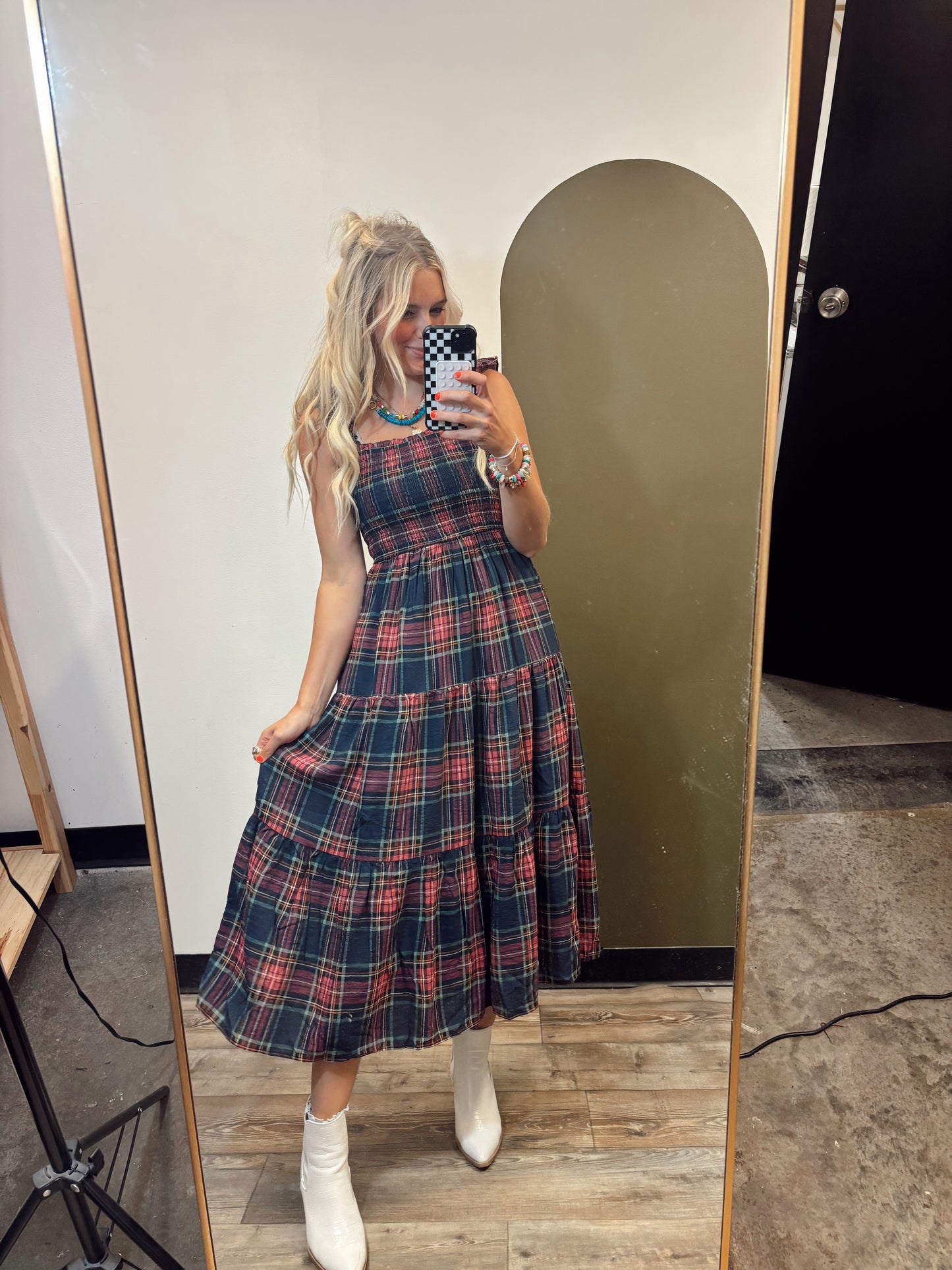 Sloane Plaid Midi Dress