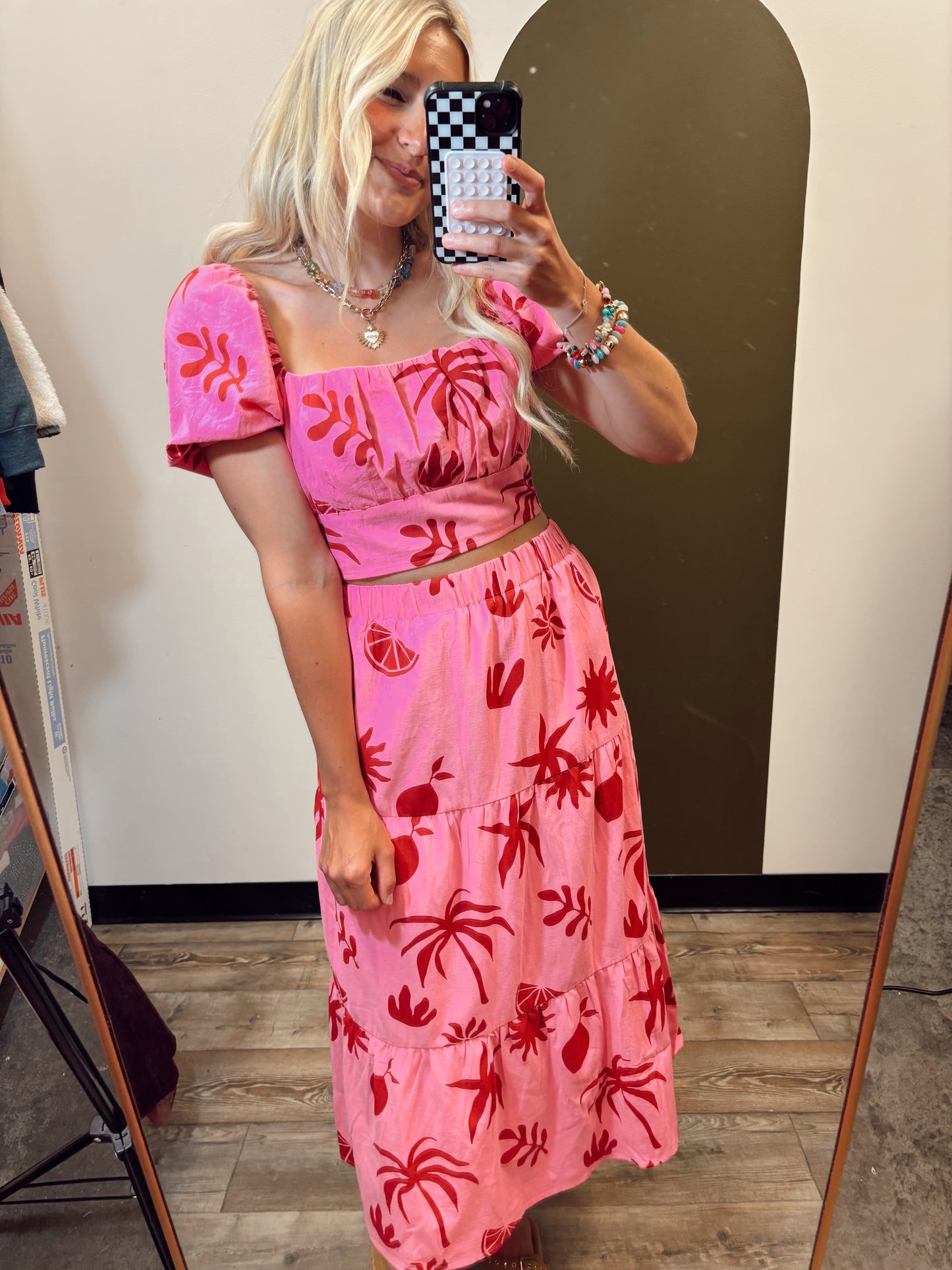 Out Of Office Skirt Set (Pink)