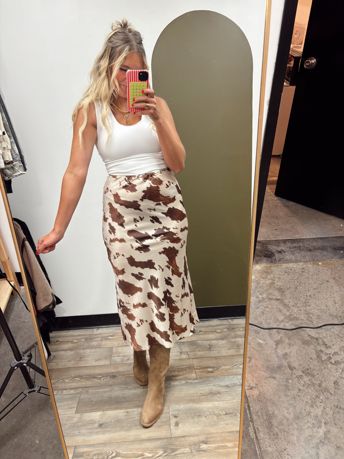 Western Chic Satin Skirt