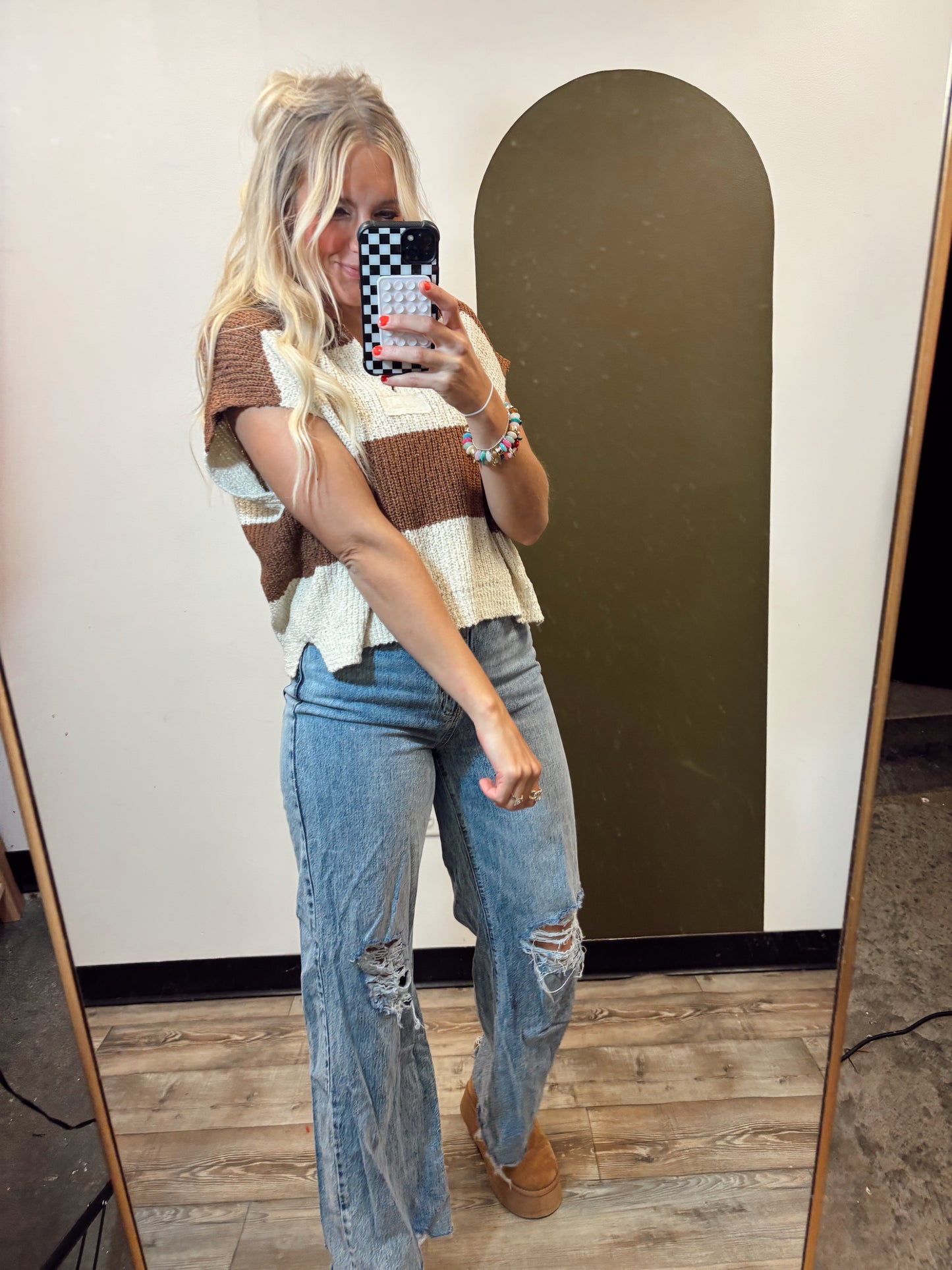 Diana S/S Stripe Sweater (Walnut)