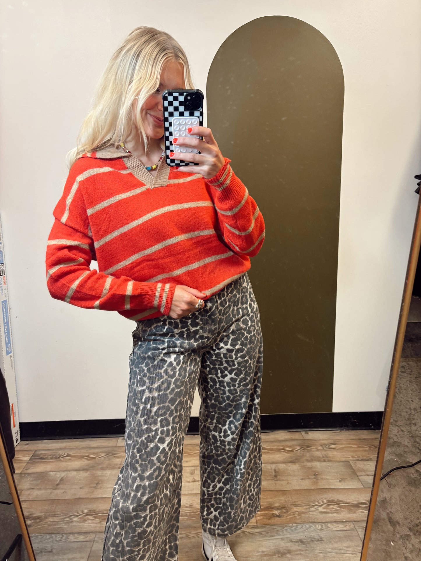 Skylar Stripe Sweater (Red)