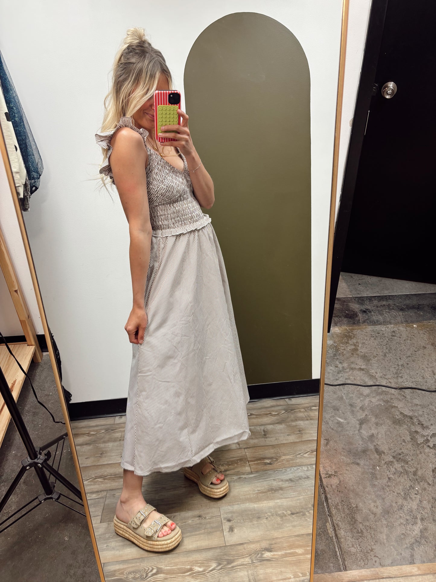 Tatum Stripe Maxi Dress (Brown)