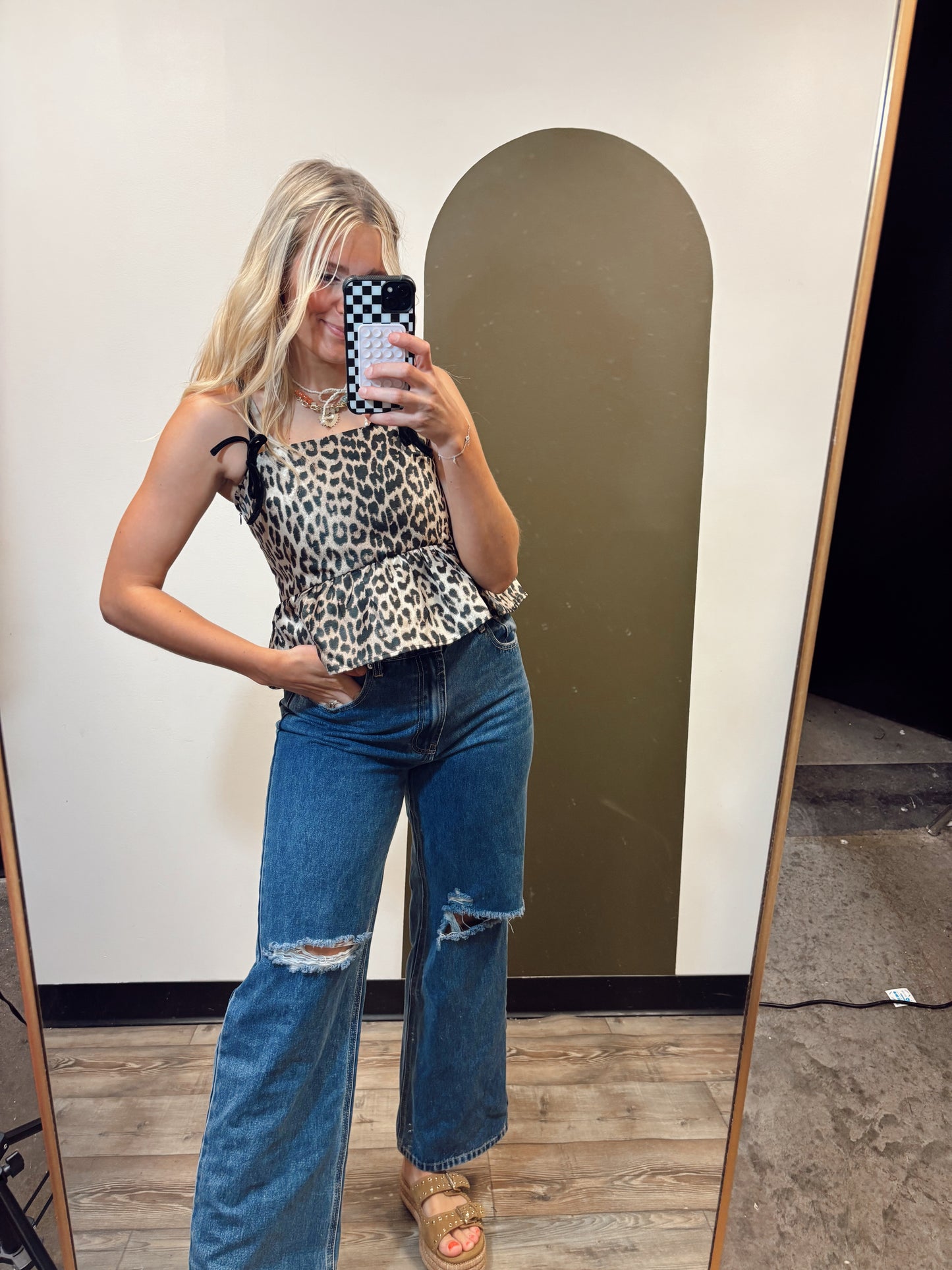 Night Out Leopard Babydoll Top
