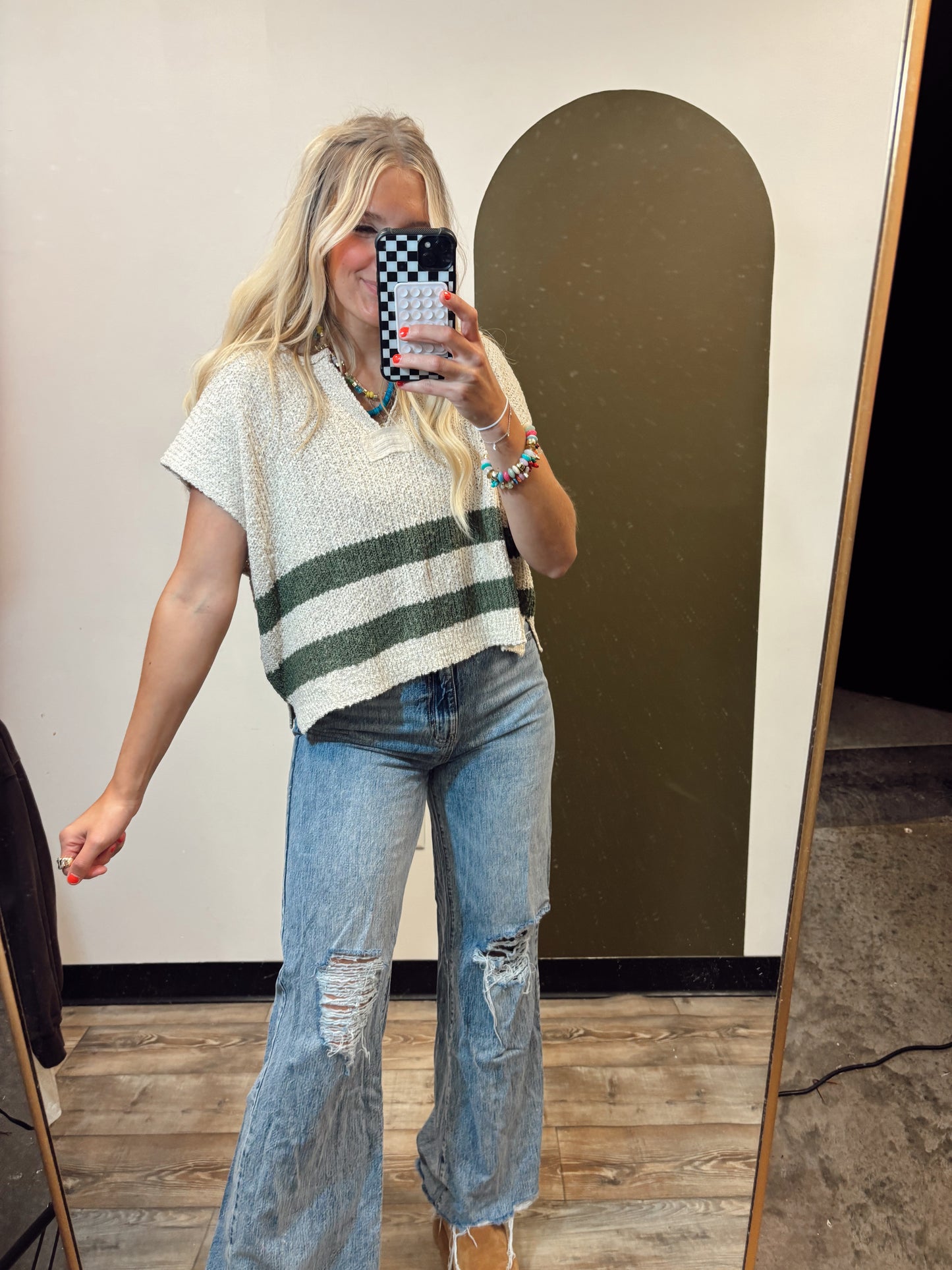 Beach Days Sleeveless Sweater (Olive)