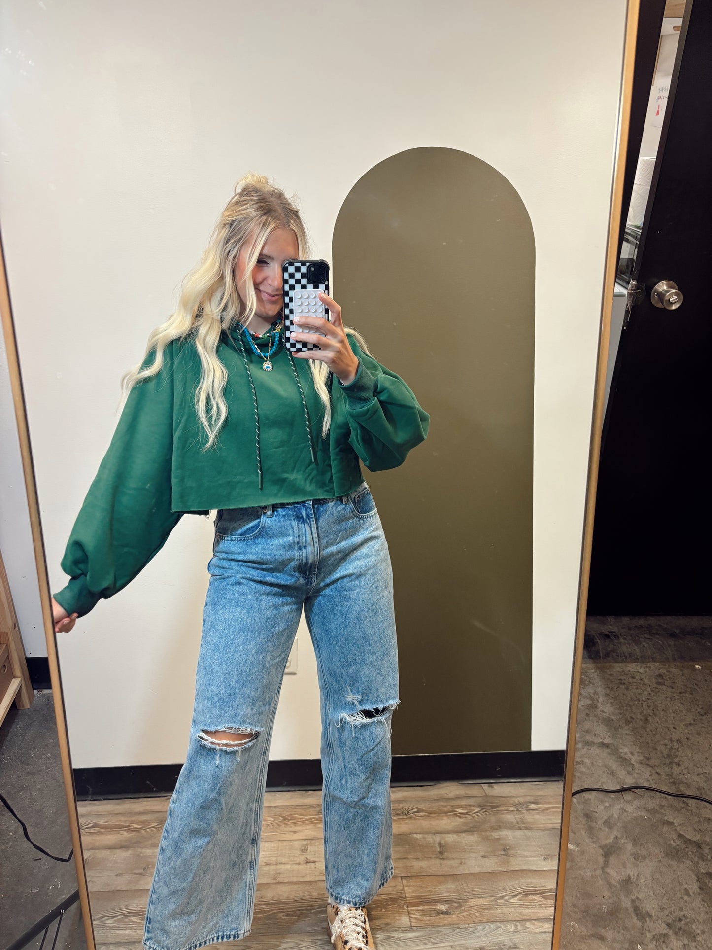 Allison Cropped Hoody (Green)