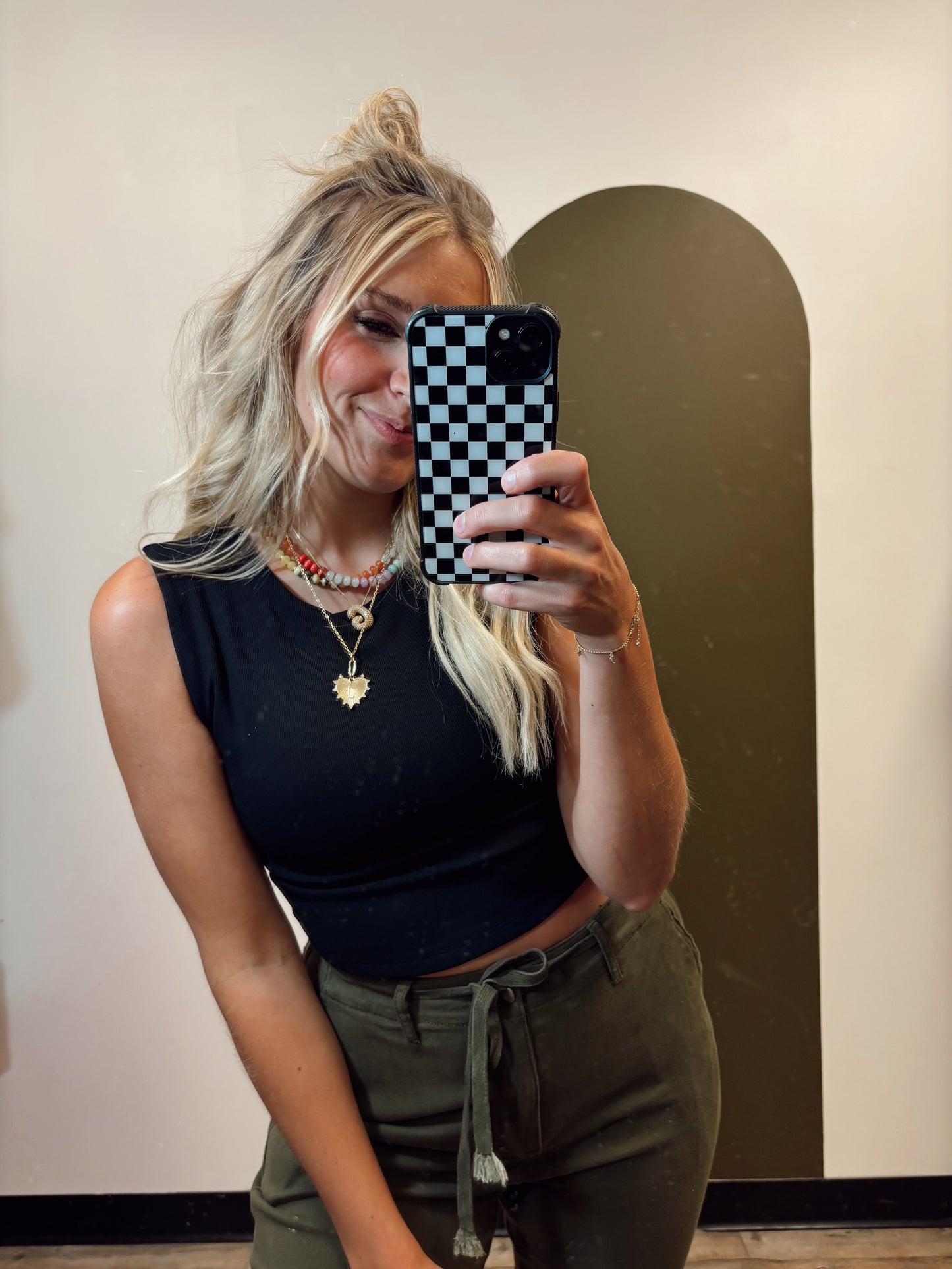 Ellie Ribbed Crop Tank (Black)