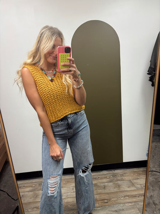Madilyn Sequin Knit Top (Yellow)