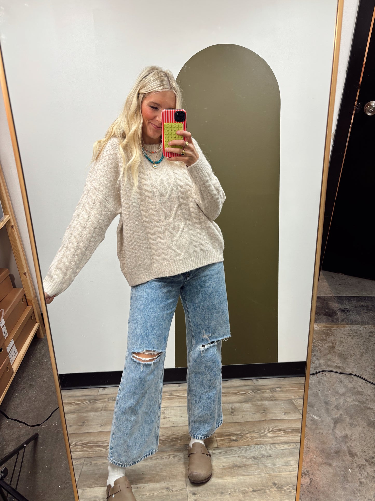 Harley Cable Knit Sweater (Ivory)