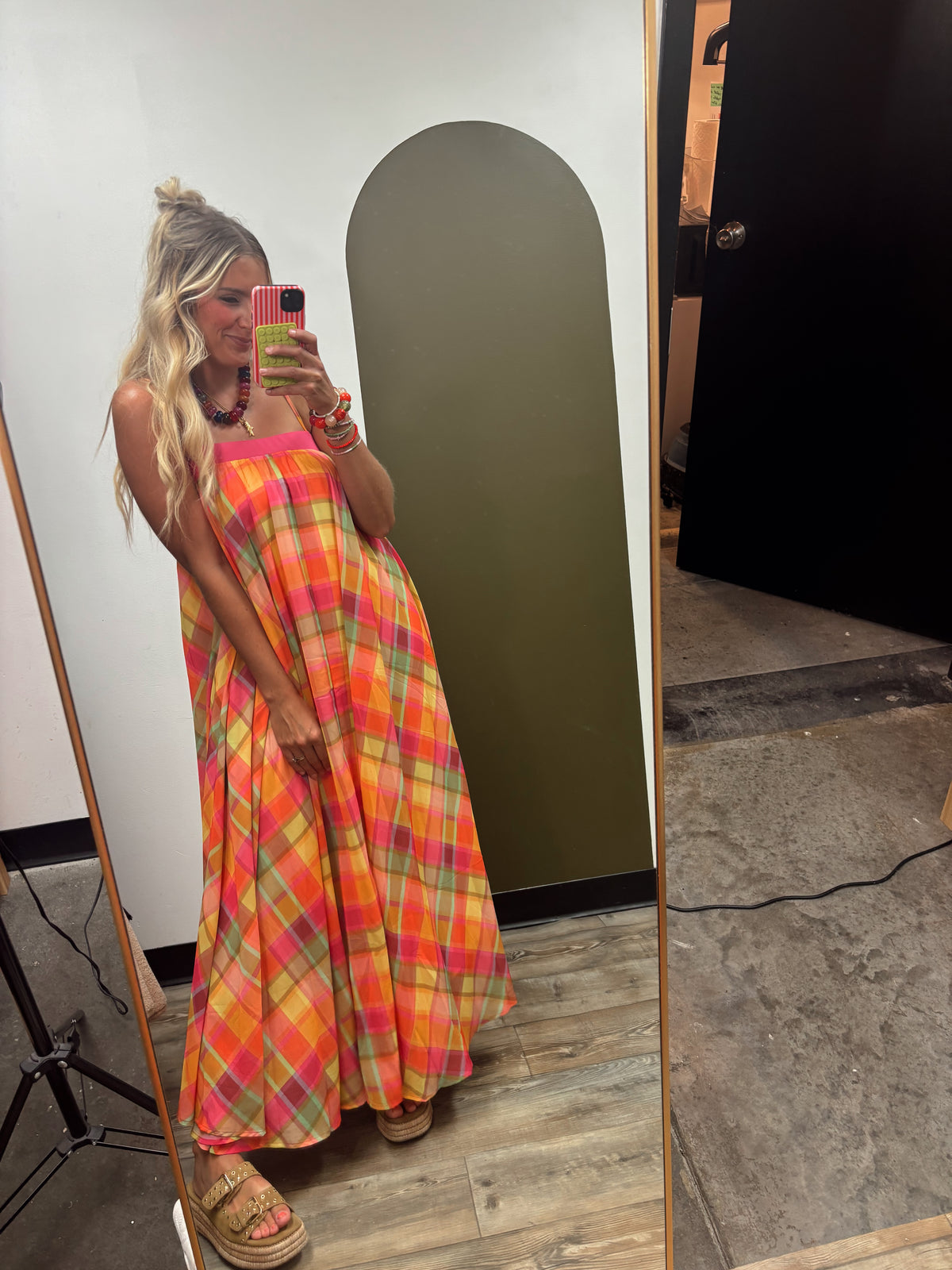 Madras Plaid Maxi Dress