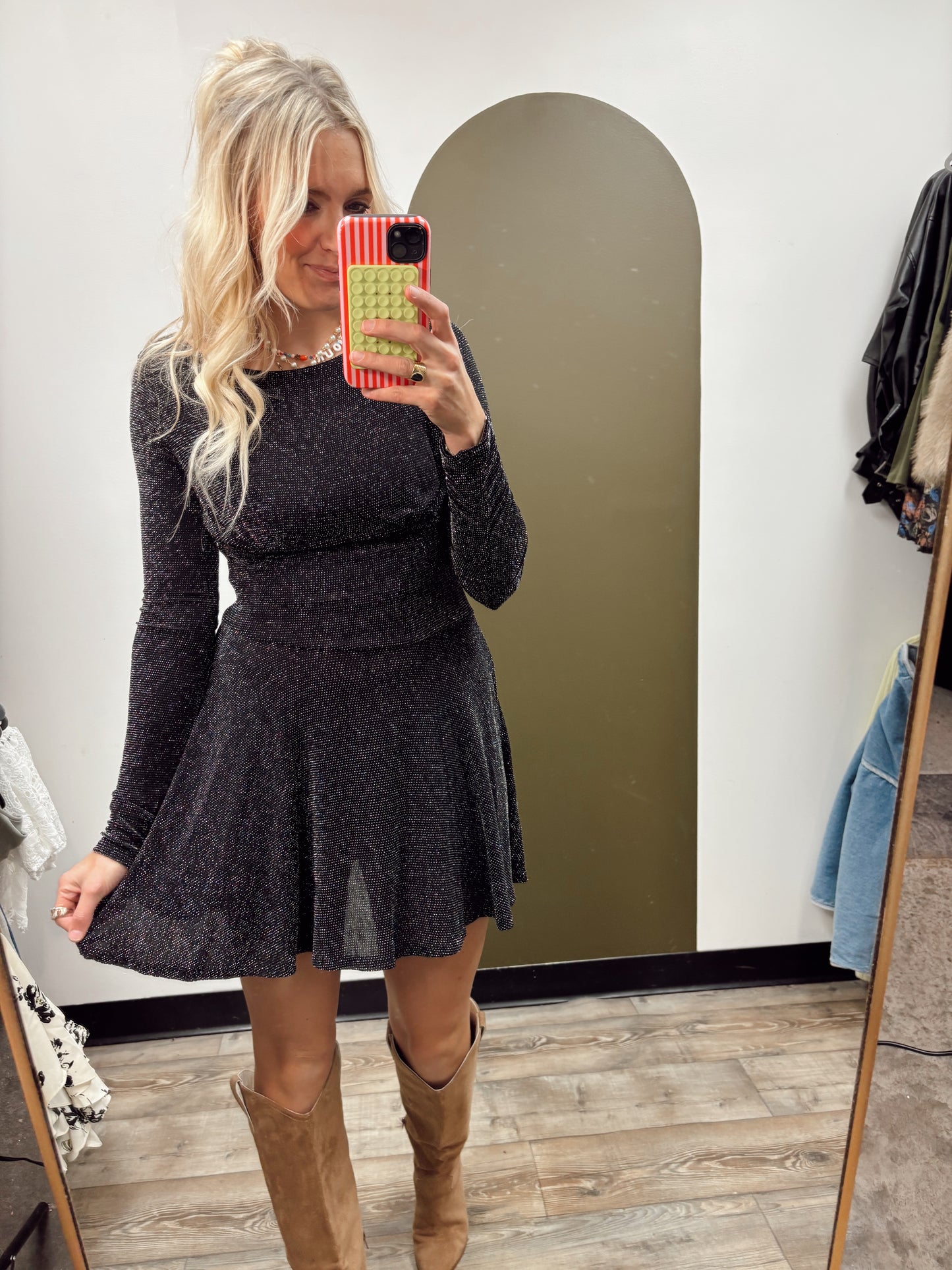 Mika Mini Sparkle Dress (Black)