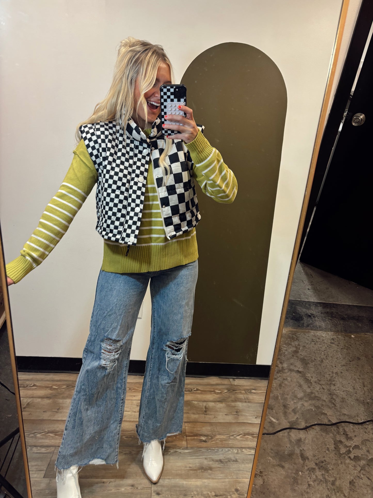 Arya Checkered Vest (B&W)