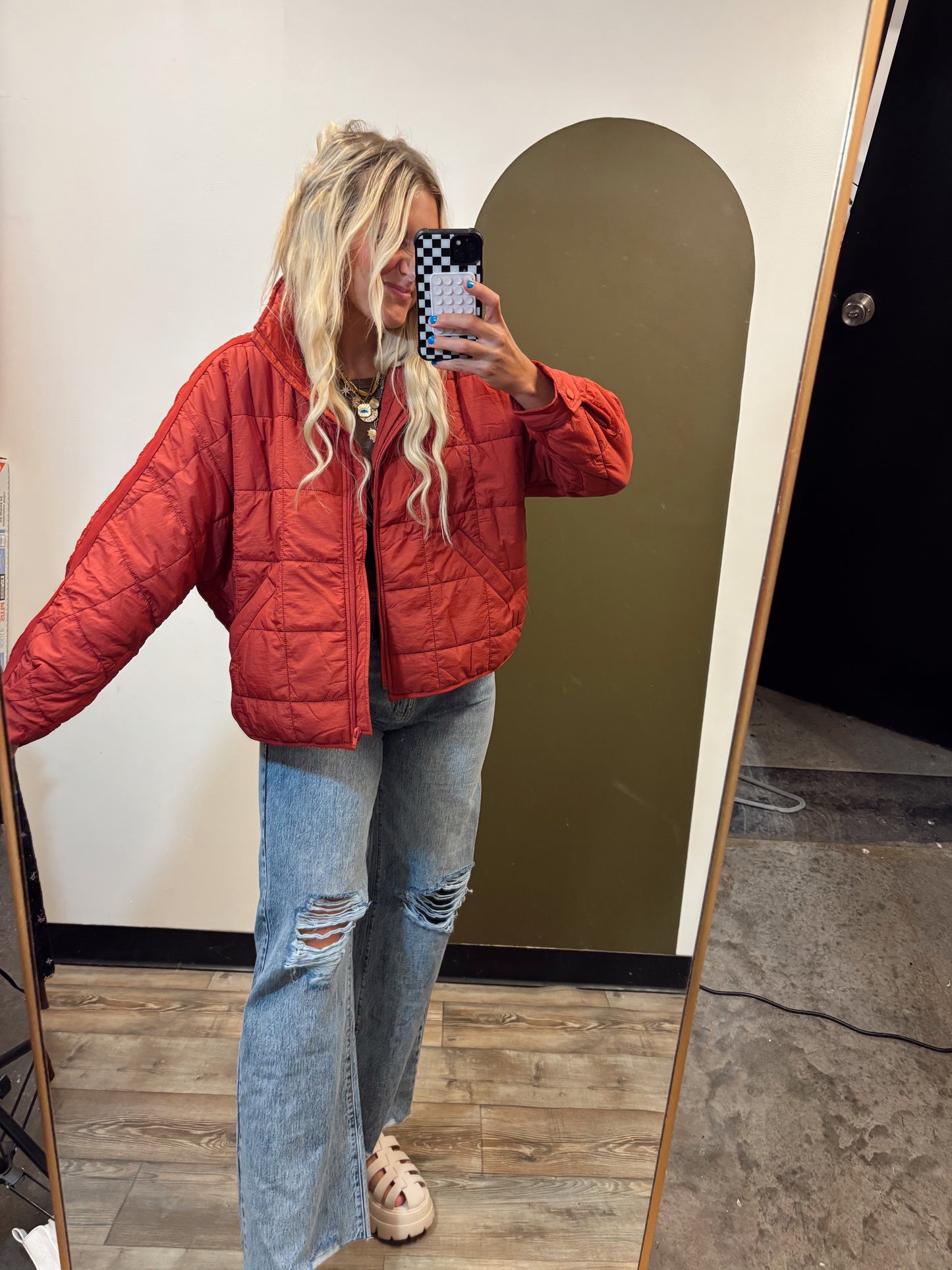 Packable Puffer Jacket (Brick)