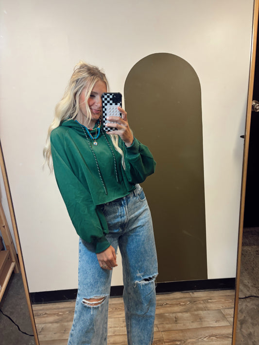 Allison Cropped Hoody (Green)