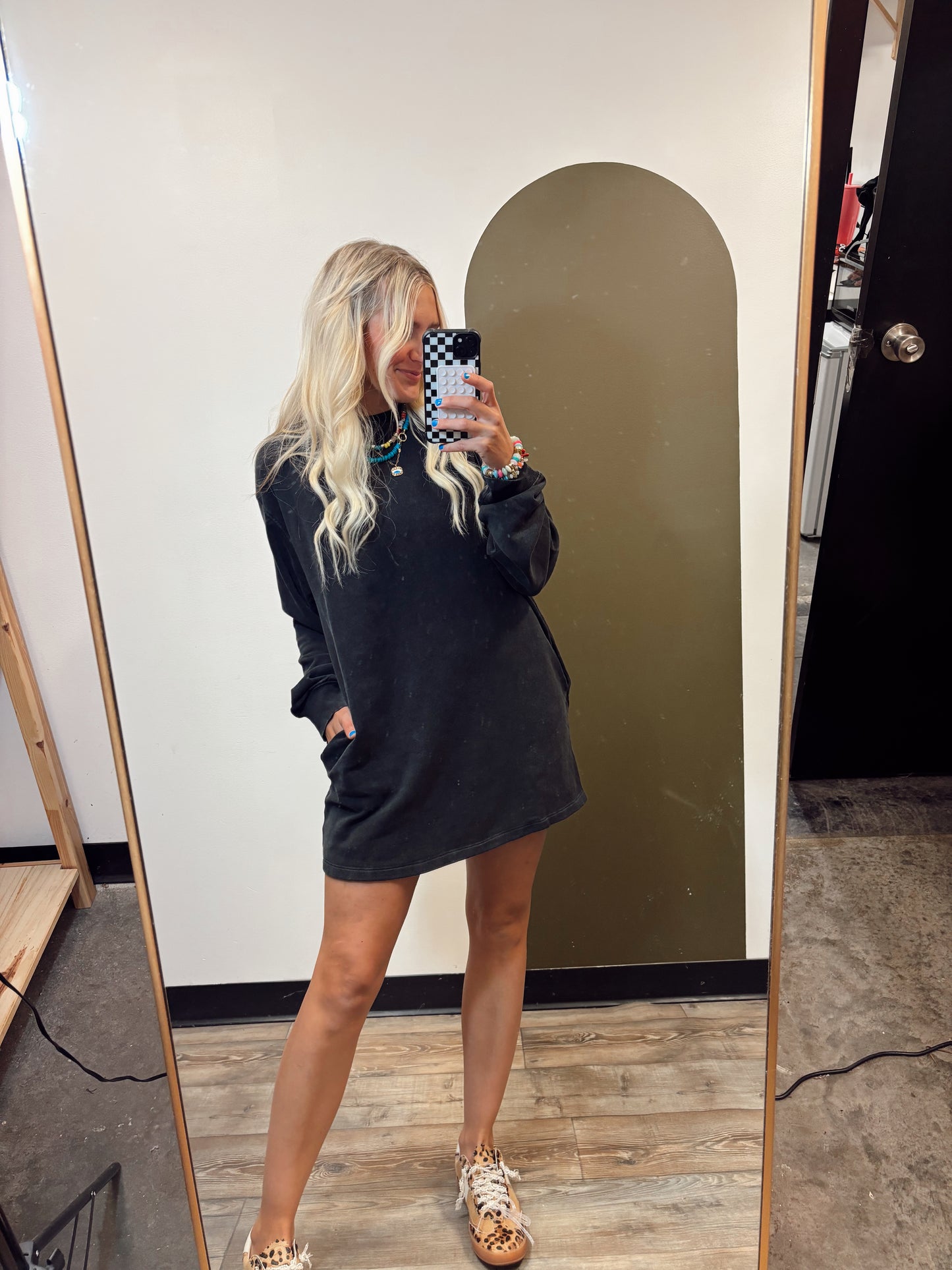 Open Gym Sweat Dress (Black)