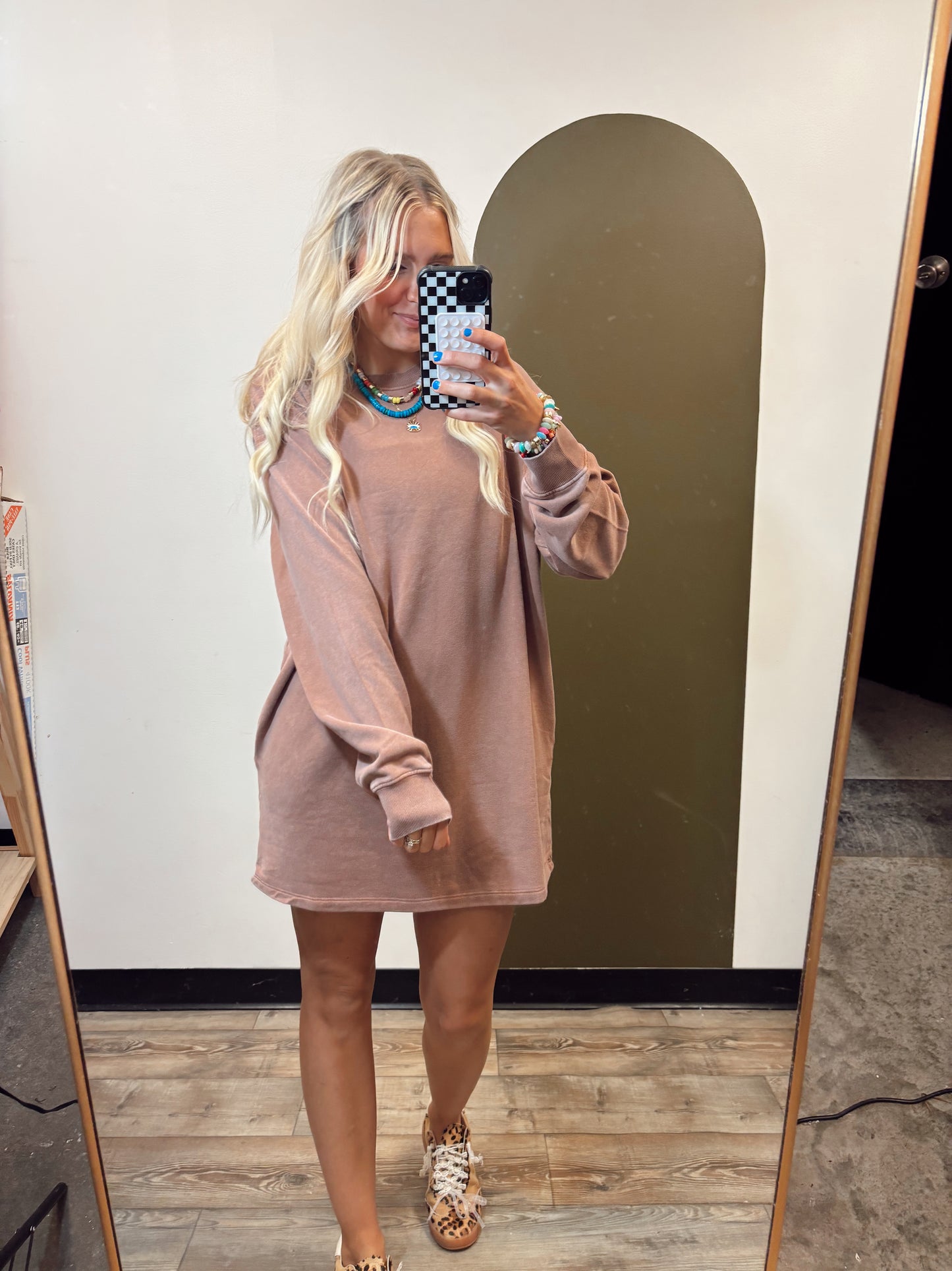 Open Gym Sweat Dress (Brown)