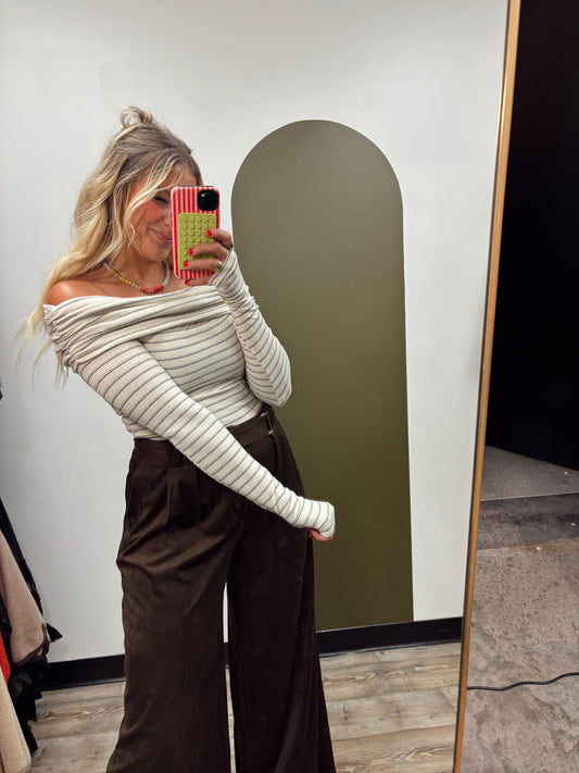 Off Shoulder Stripe Bodysuit