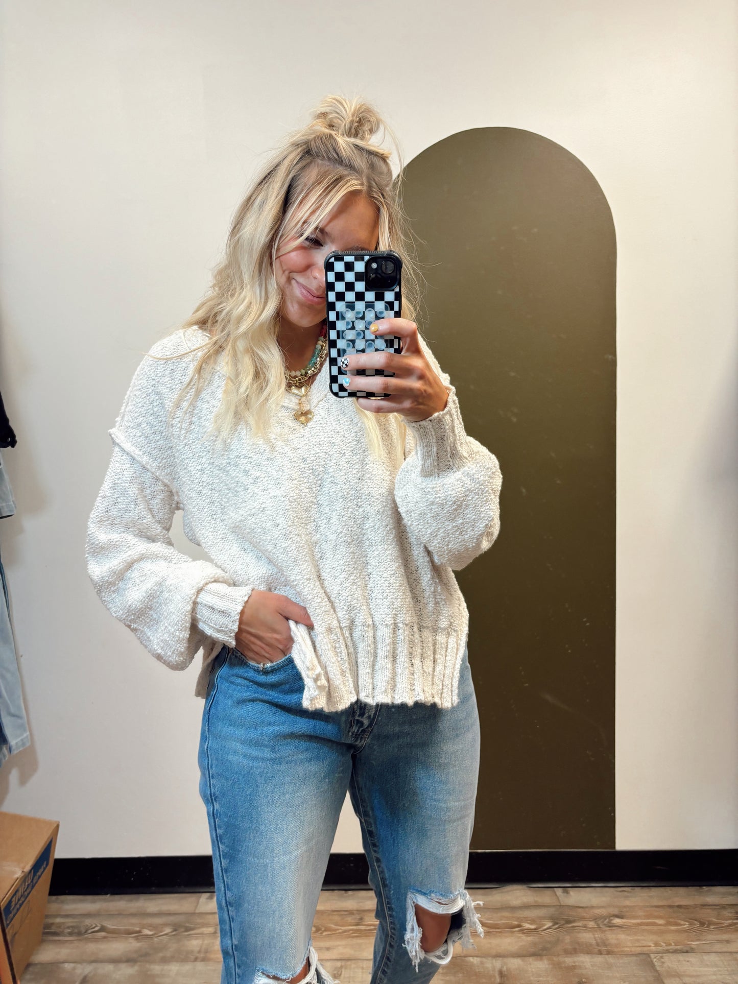 Miriam Sweater Top (Cream)
