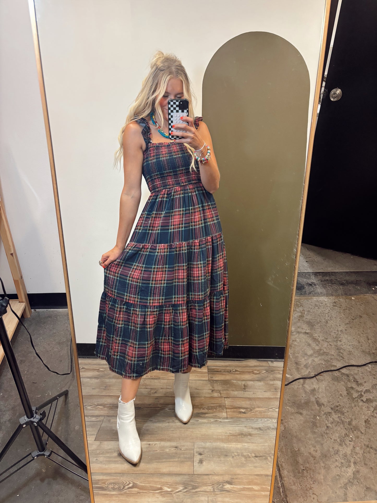 Sloane Plaid Midi Dress