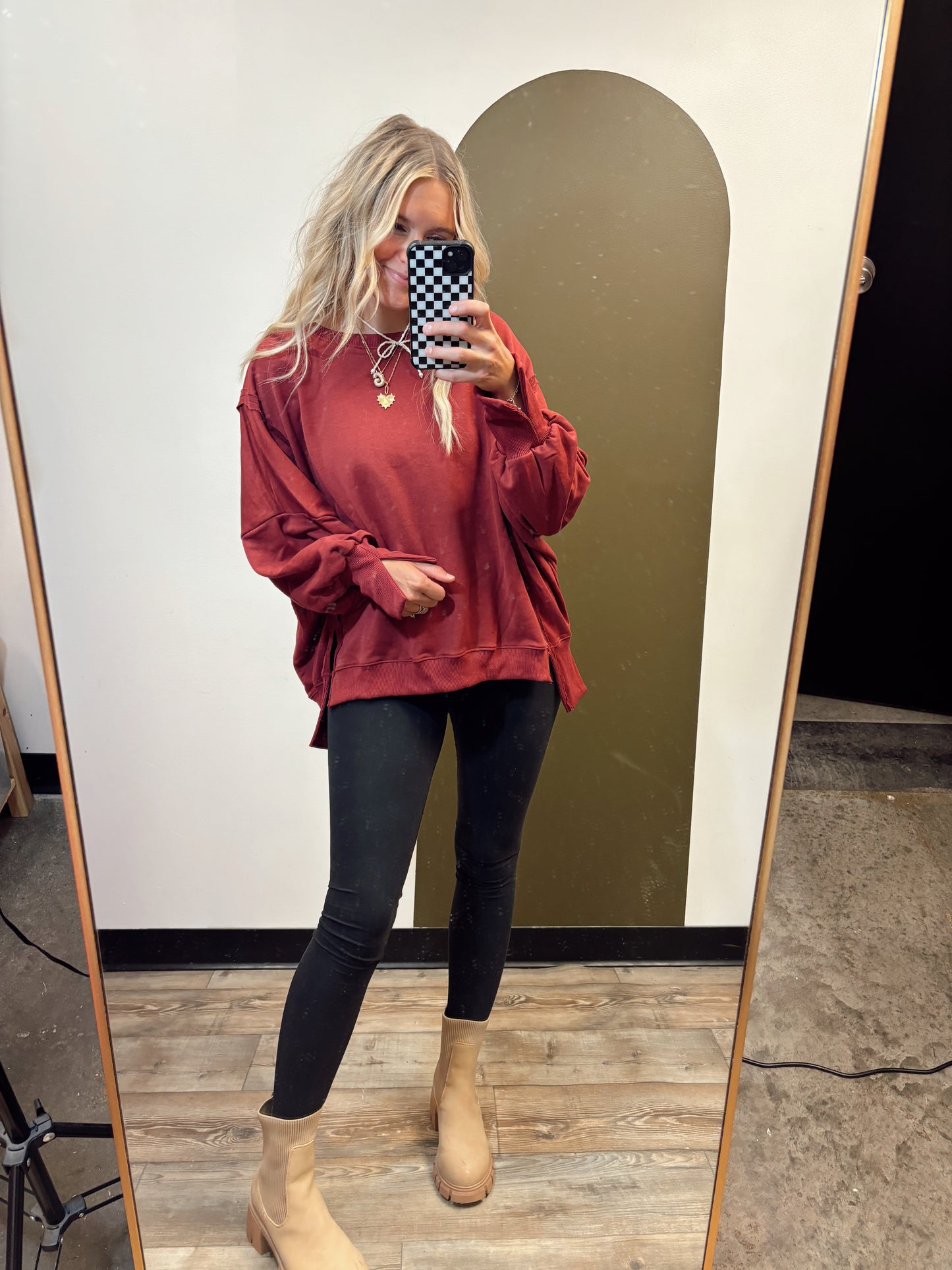 Sienna Sweat Top (Burgundy)