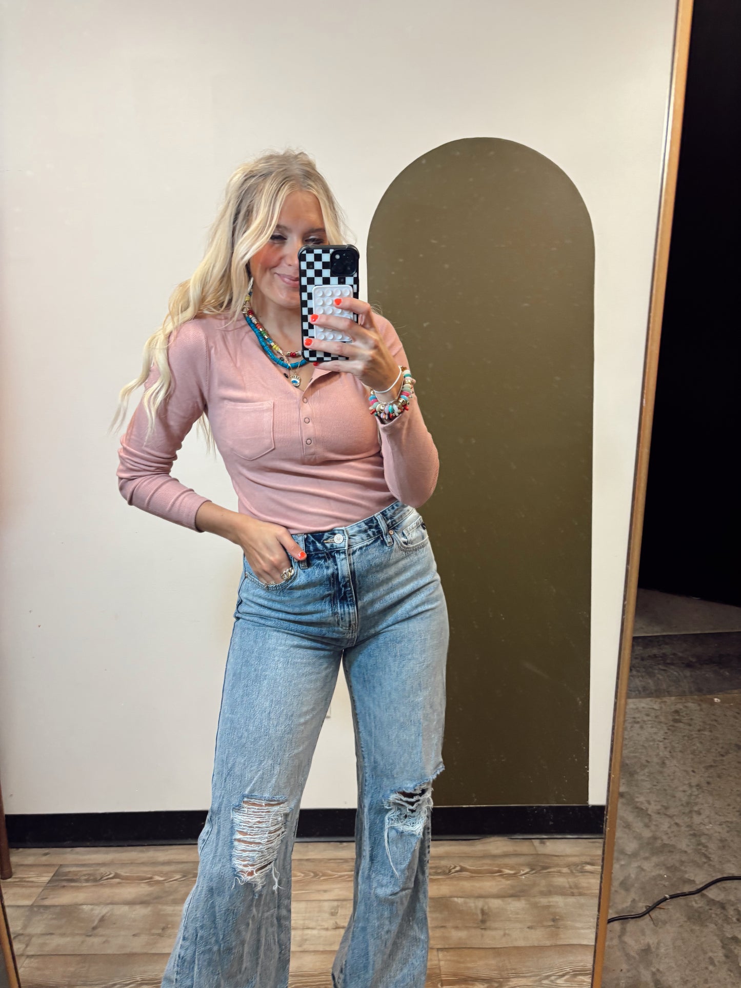 Softer Side Henley Top (Blush)