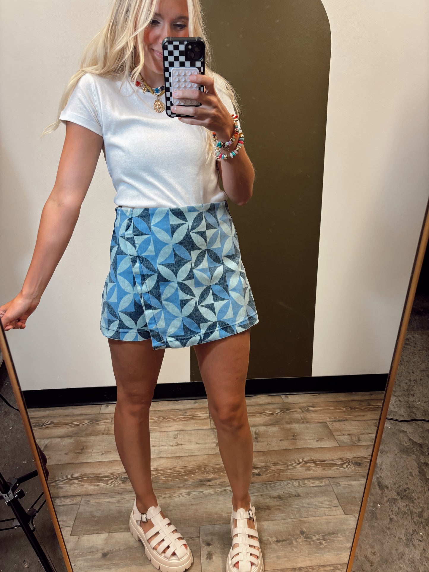 Aimee Abstract Print Skort