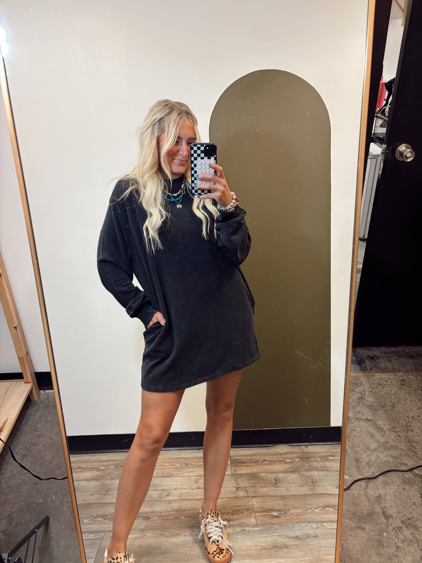 Open Gym Sweat Dress (Black)