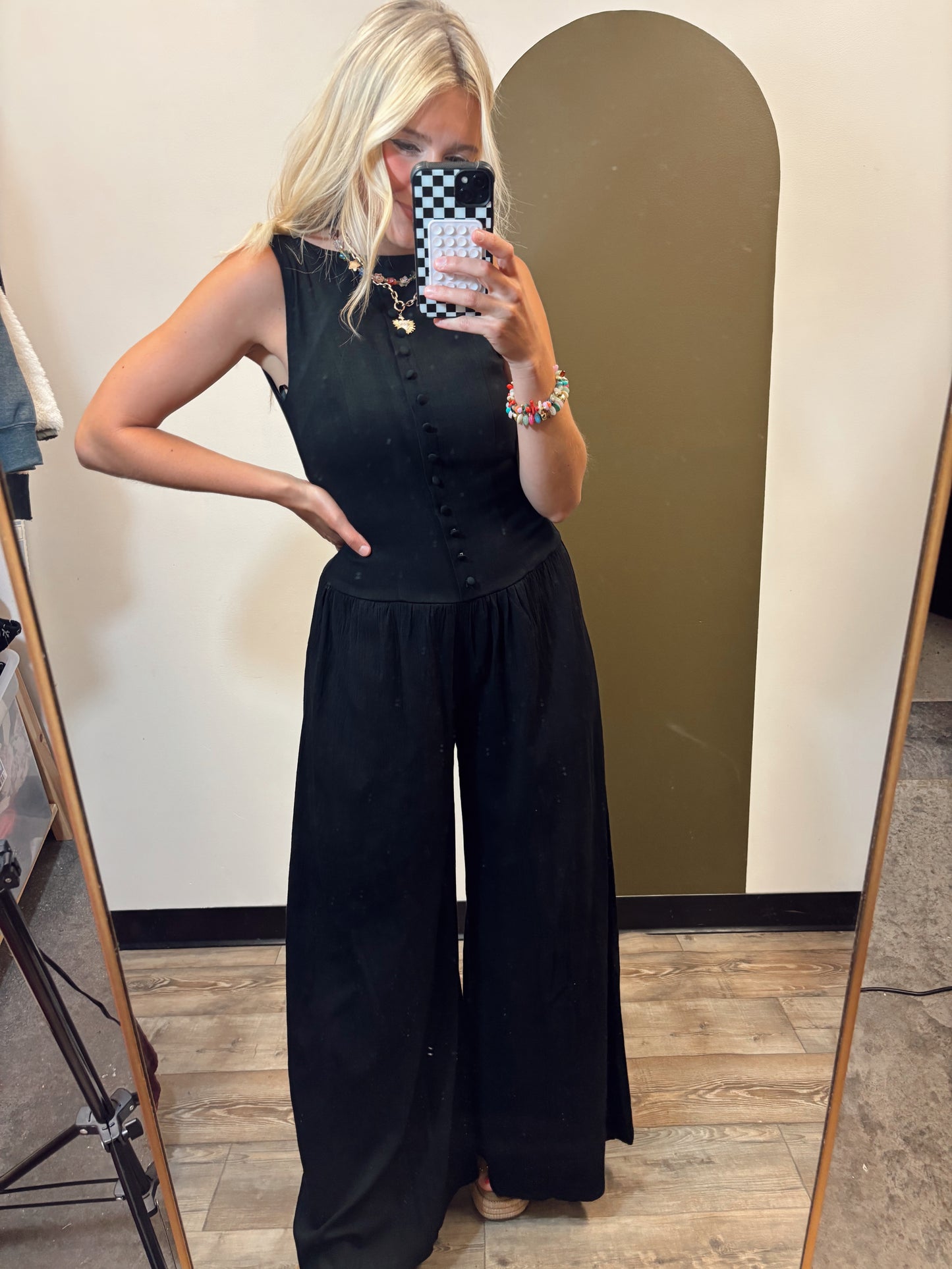 Kathy Button Jumpsuit (Black)