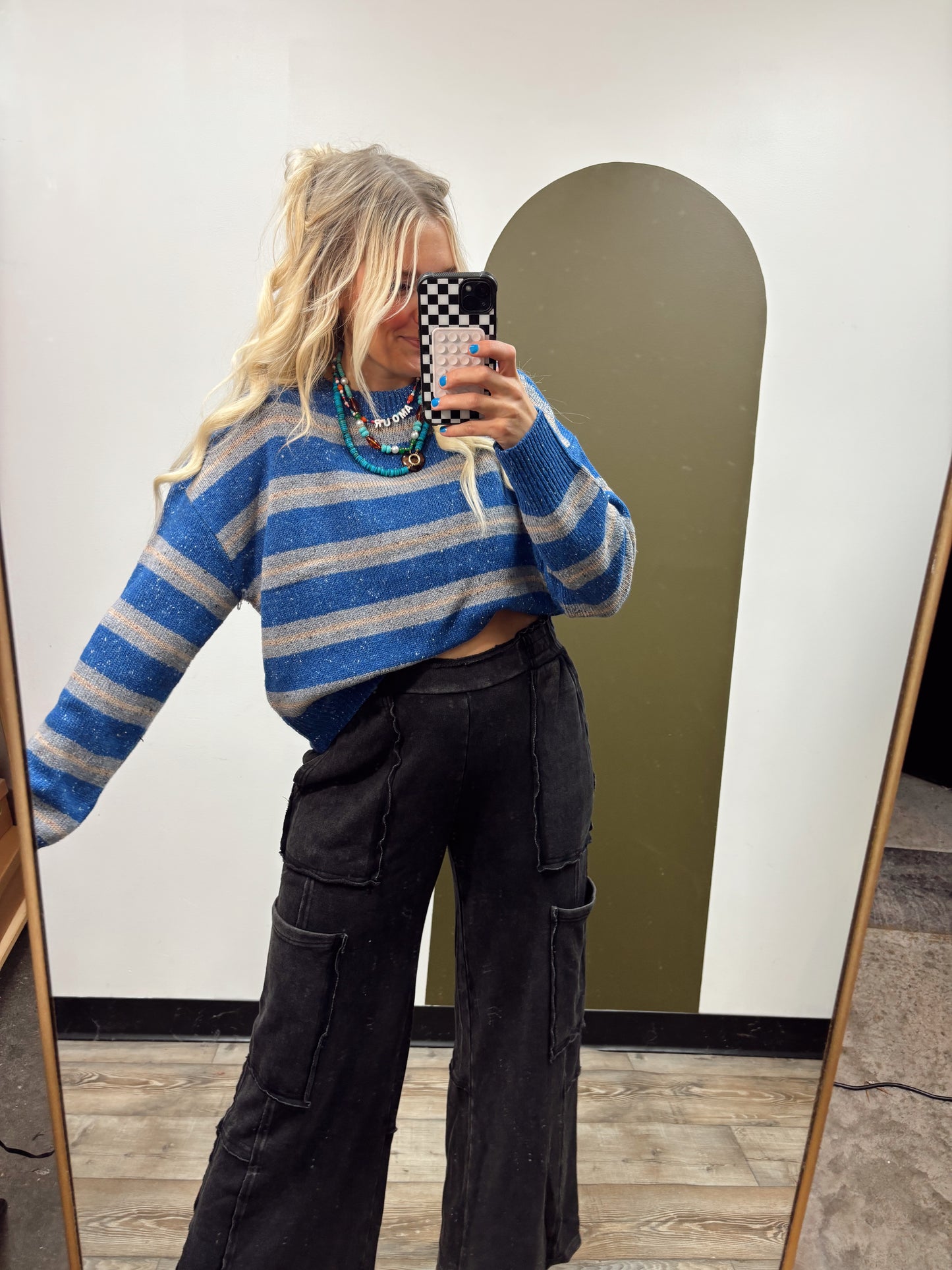 Leia Stripe Sweater (Blue)