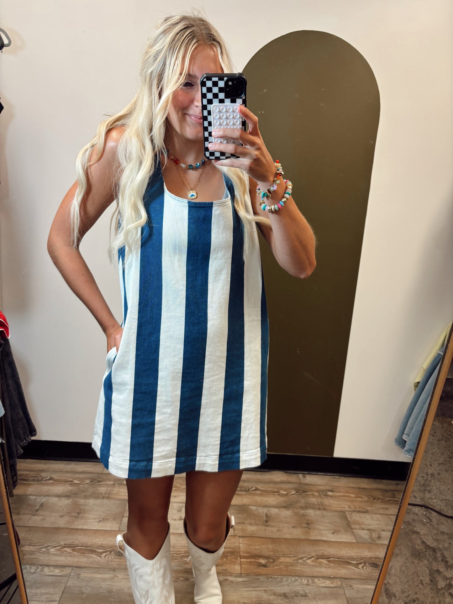Sheila Stripe Dress (Navy)