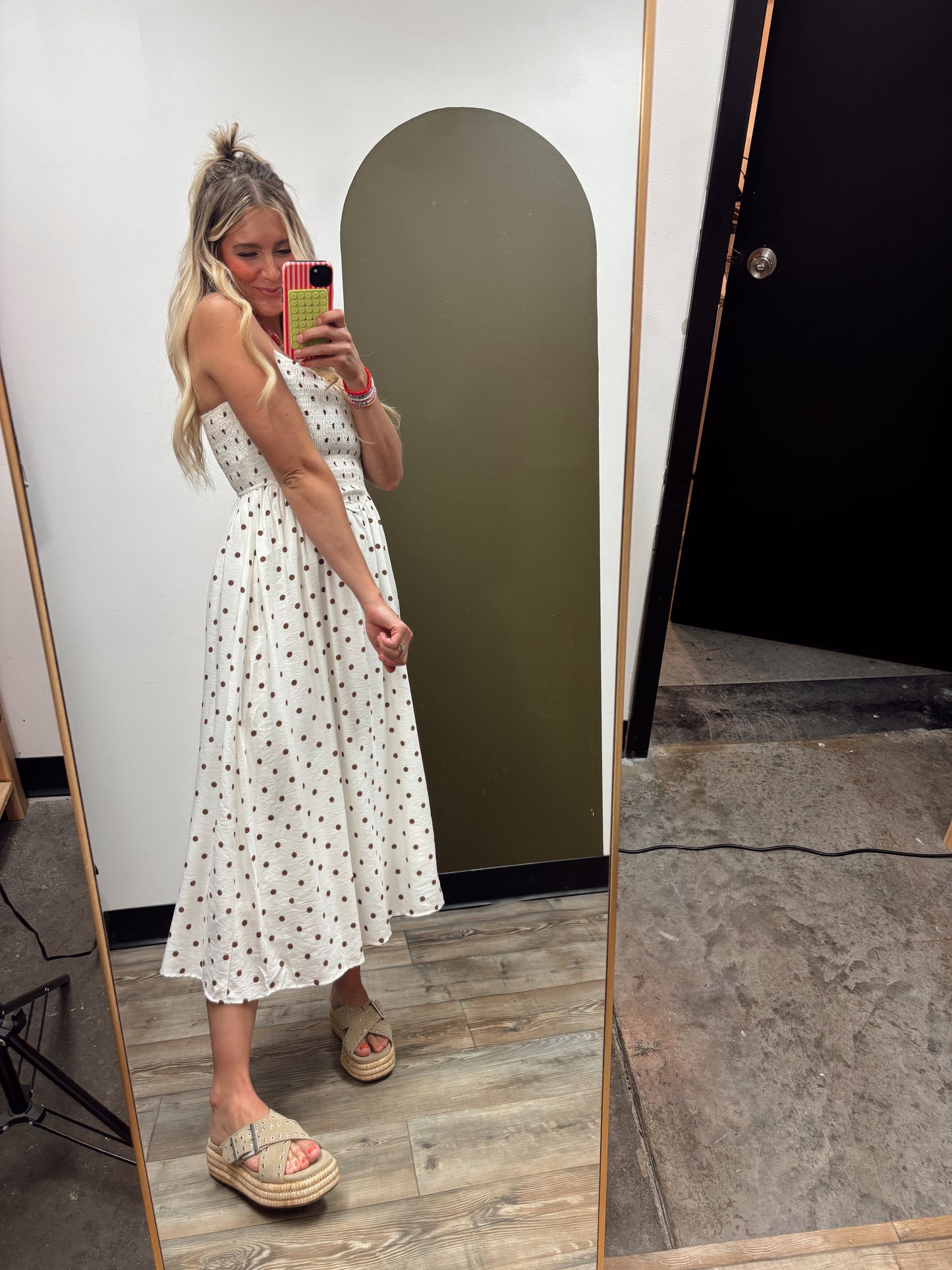 Gwyn Polka Dot Midi (Brown Dot)