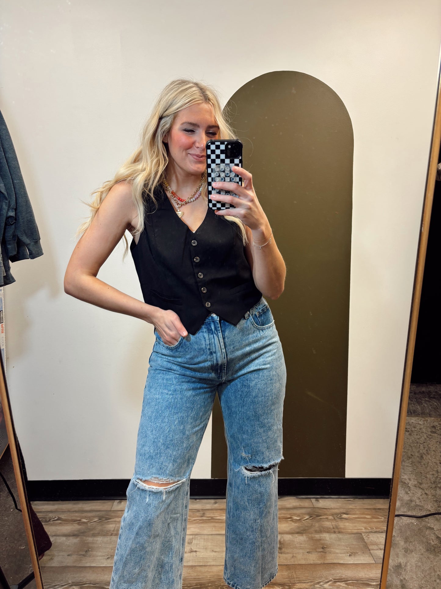 Kayla Button Vest (Black)