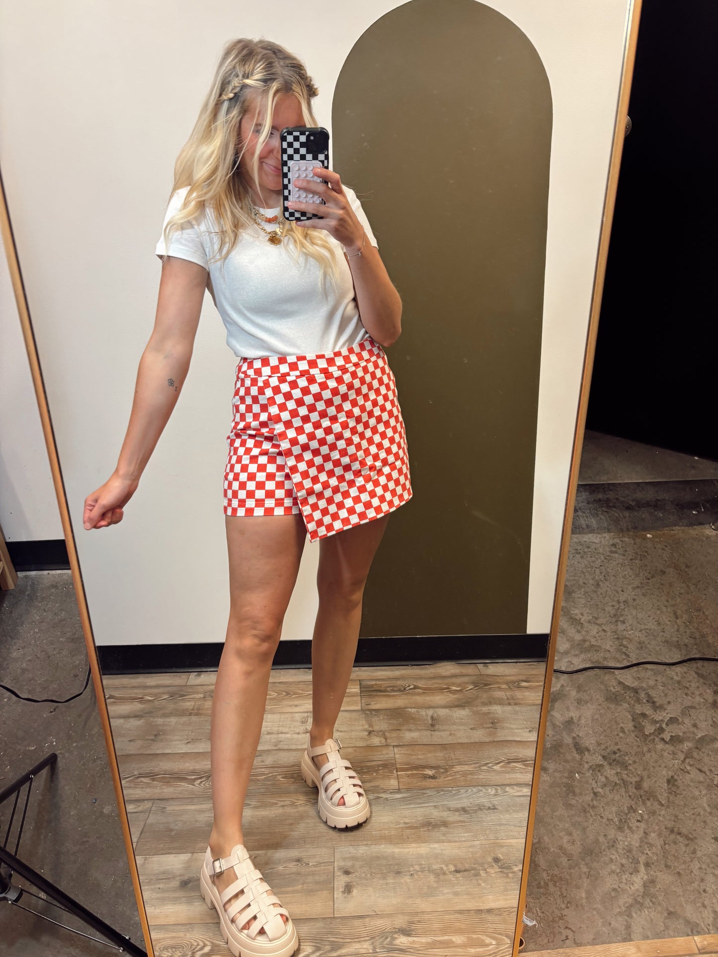 Game Day Checkered Skort (Red)