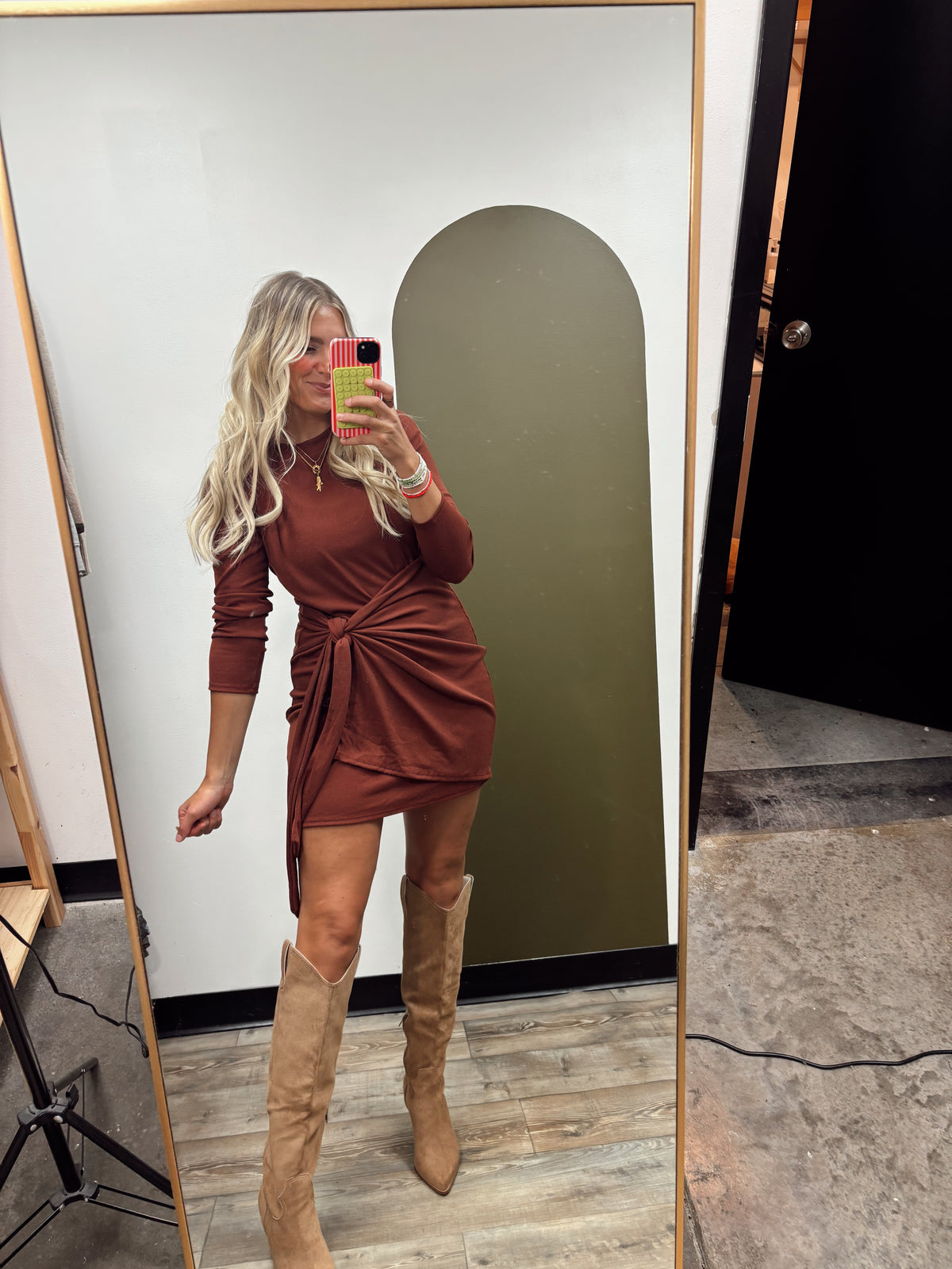 Lucia Wrap Tie Dress (Wine)