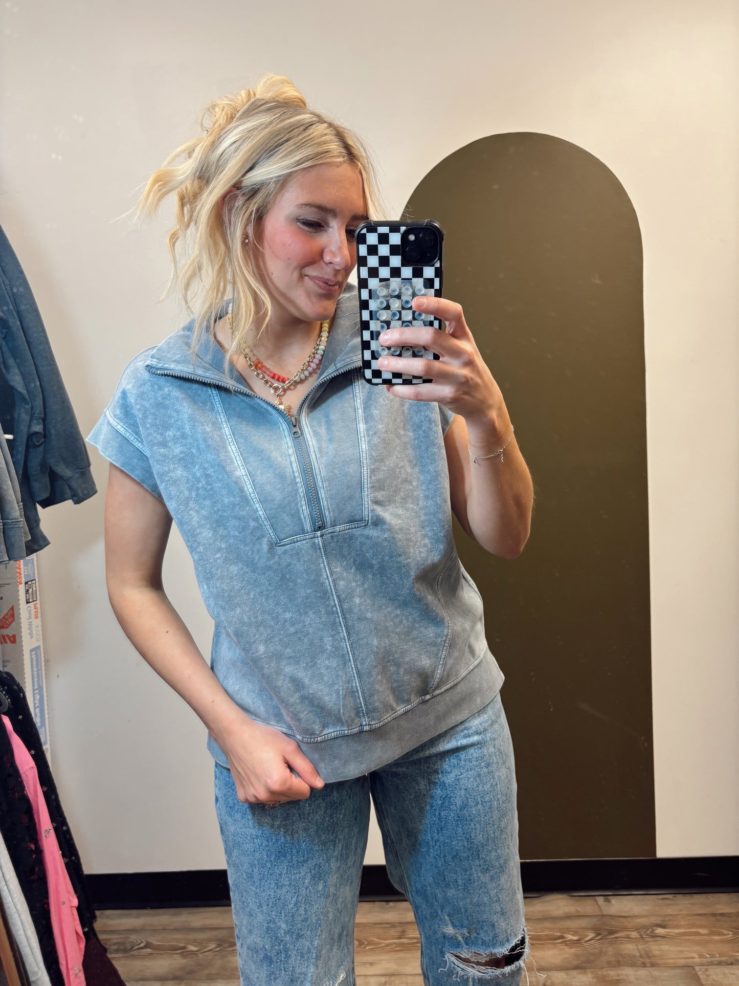 Cameron Zip Top (Blue)
