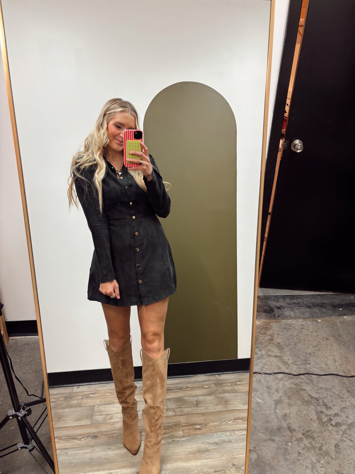 Kira Button Dress (Black)