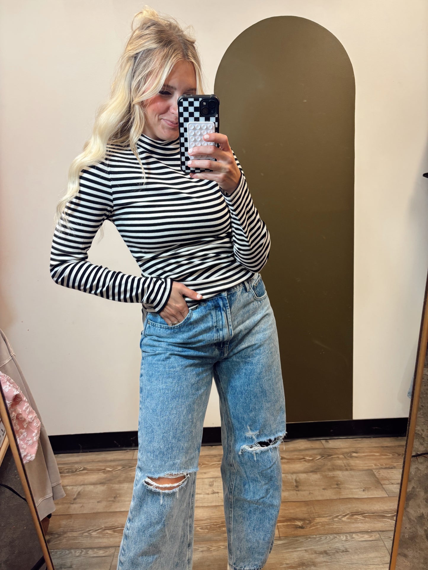 Lydia Stripe Top (B&W)