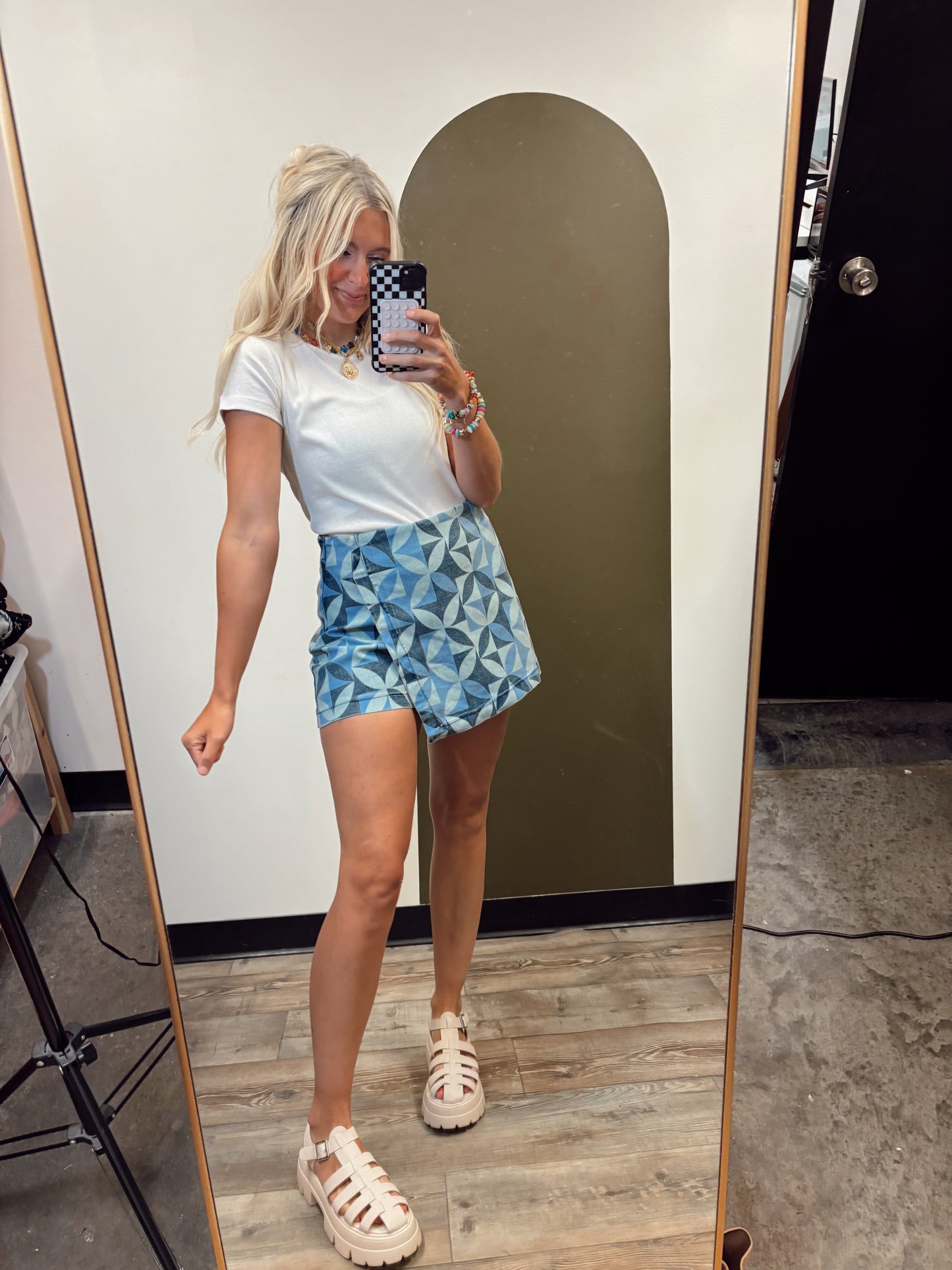 Aimee Abstract Print Skort