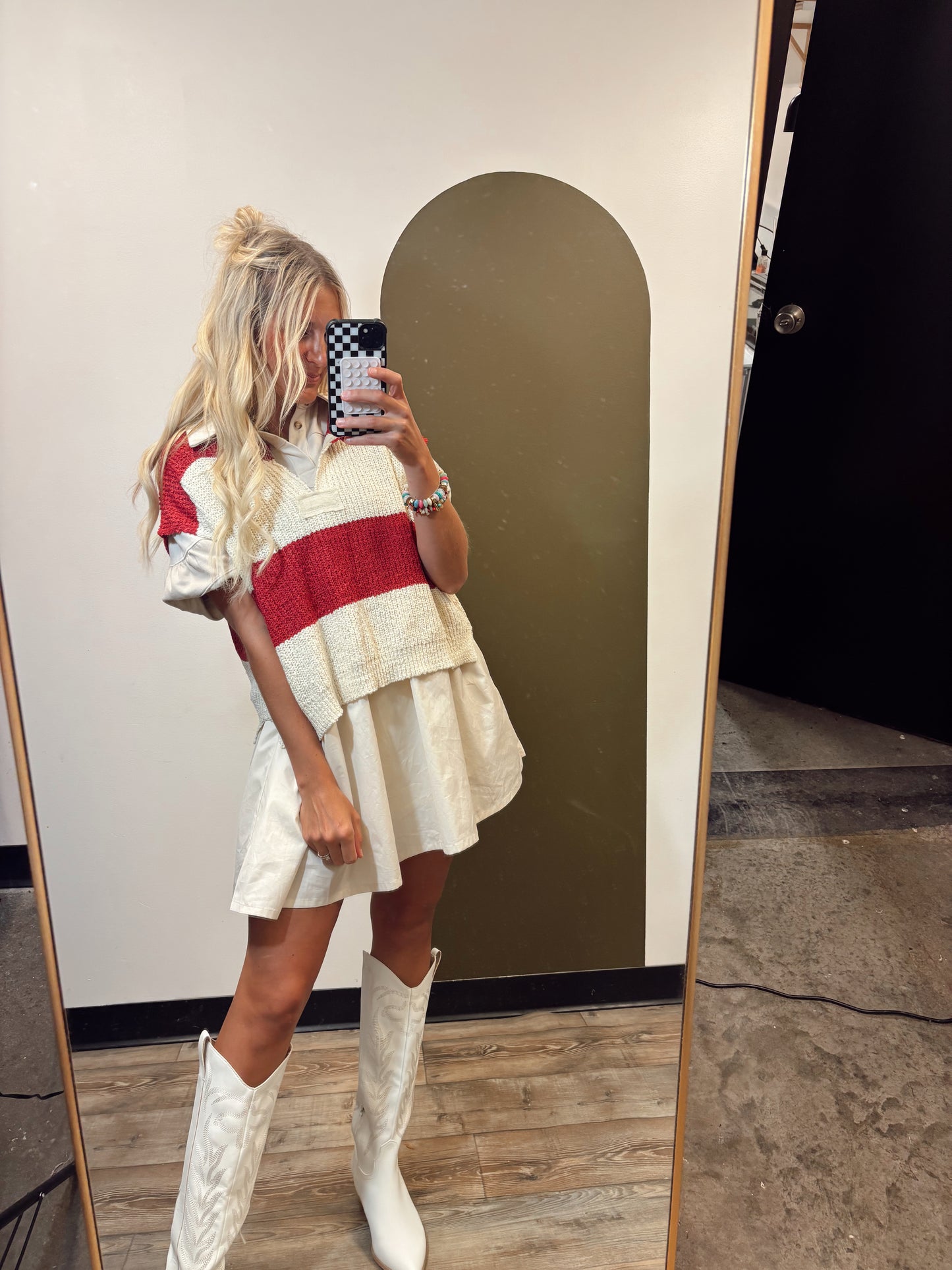 Diana S/S Stripe Sweater (Red)
