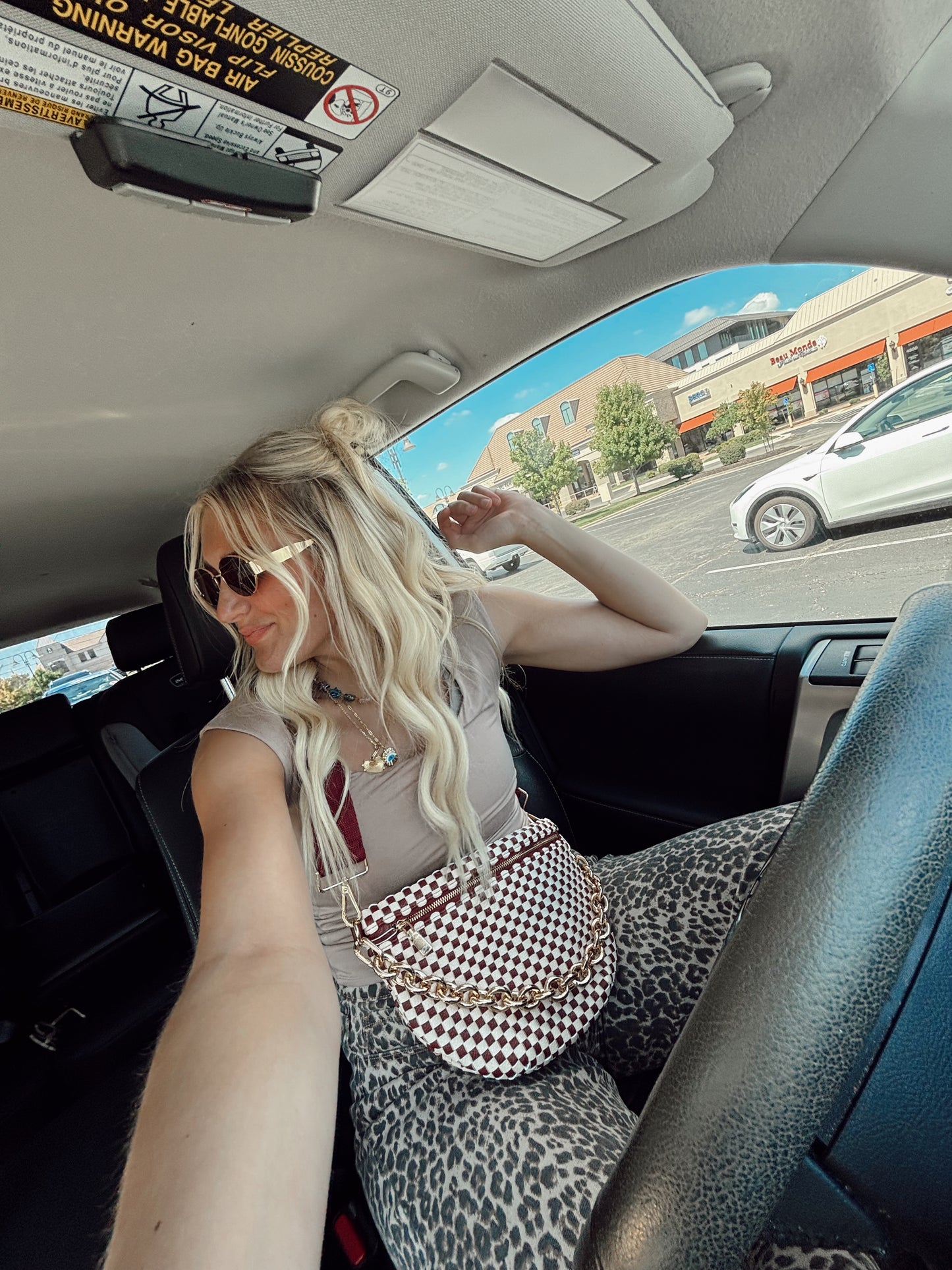 Westlyn Woven Bum Bag (Burgundy Check)