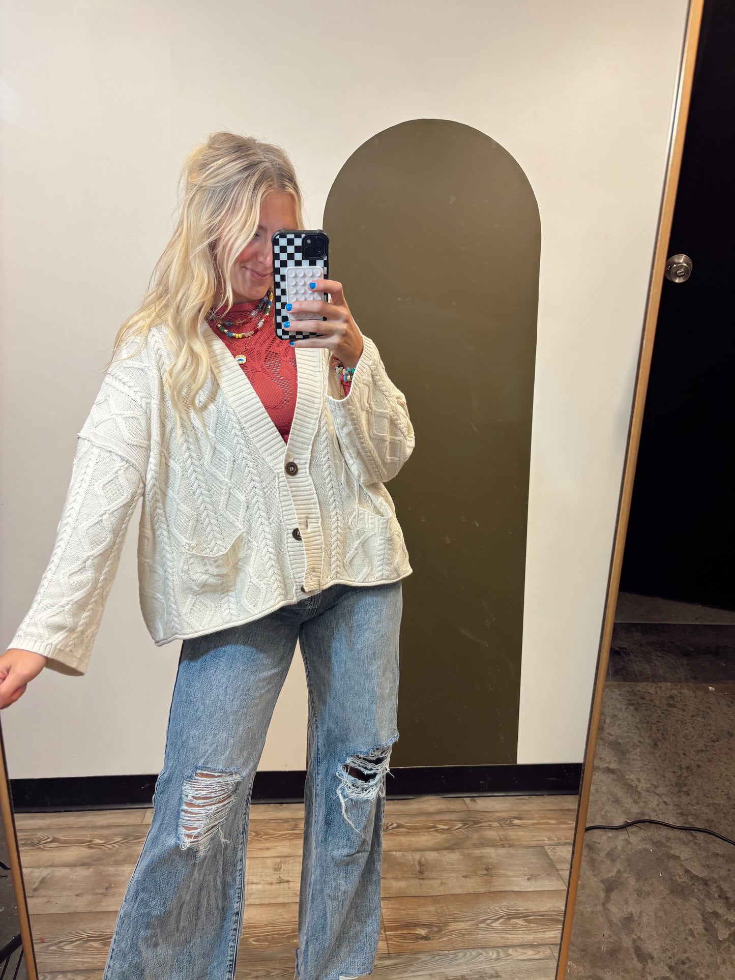 Anais Cable Knit Cardy (Cream)