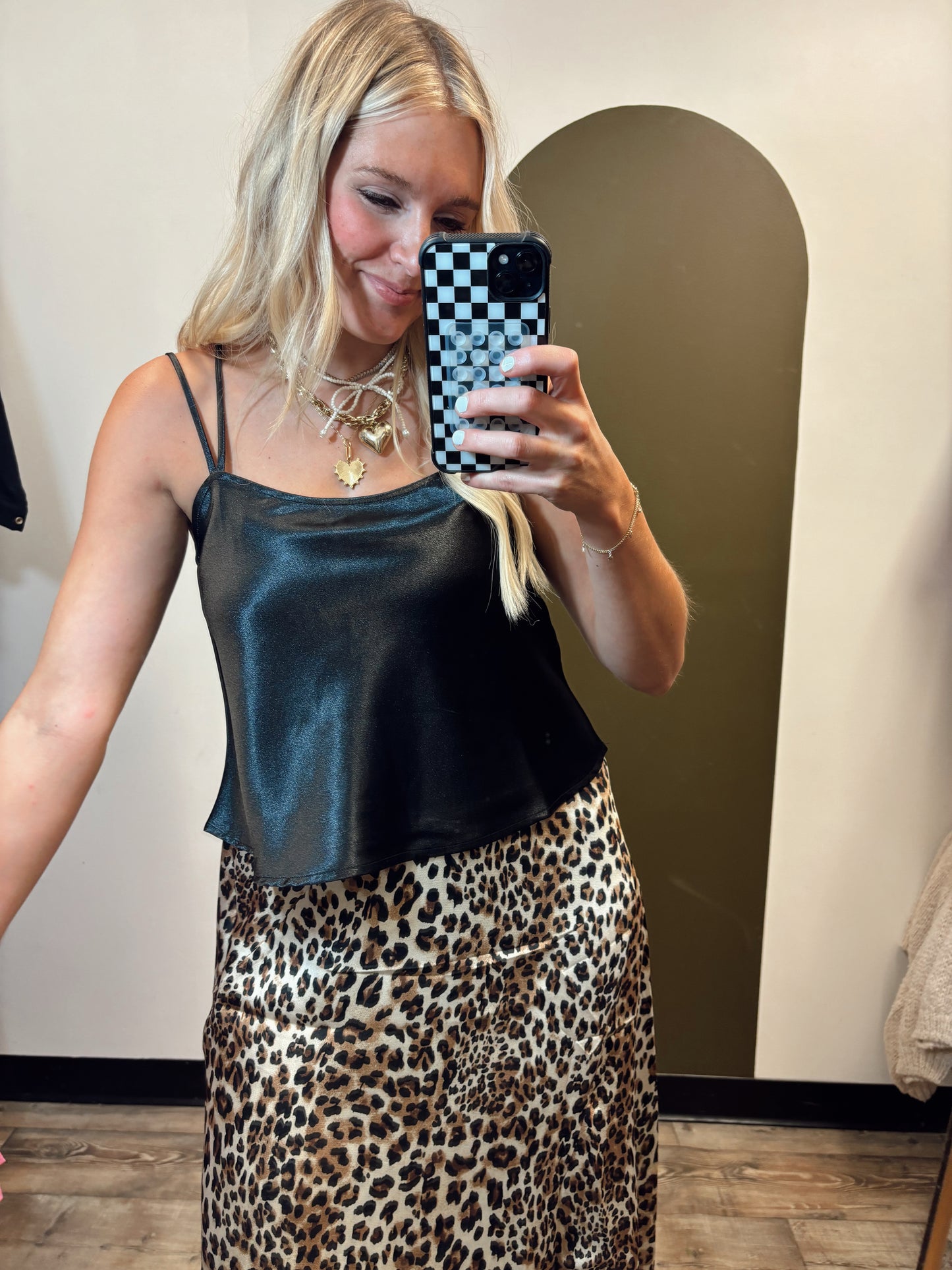 Last Night Satin Tank (Black)
