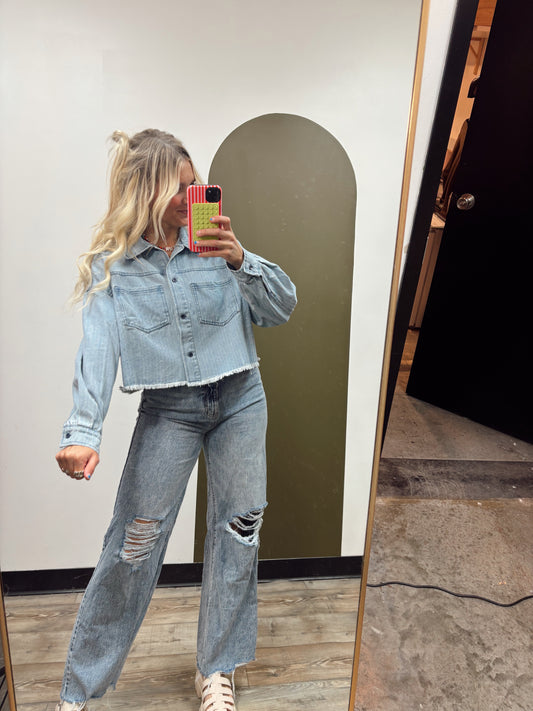 Effortlessly Chic Crop Denim Shacket