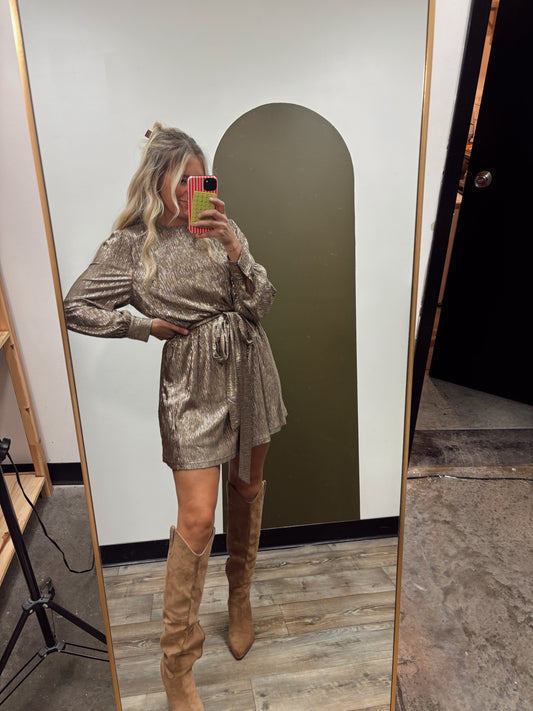 Whole Place Shimmer Dress (Gold)