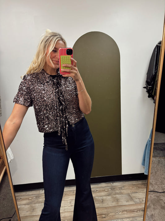 Avani Sequin Tie Top