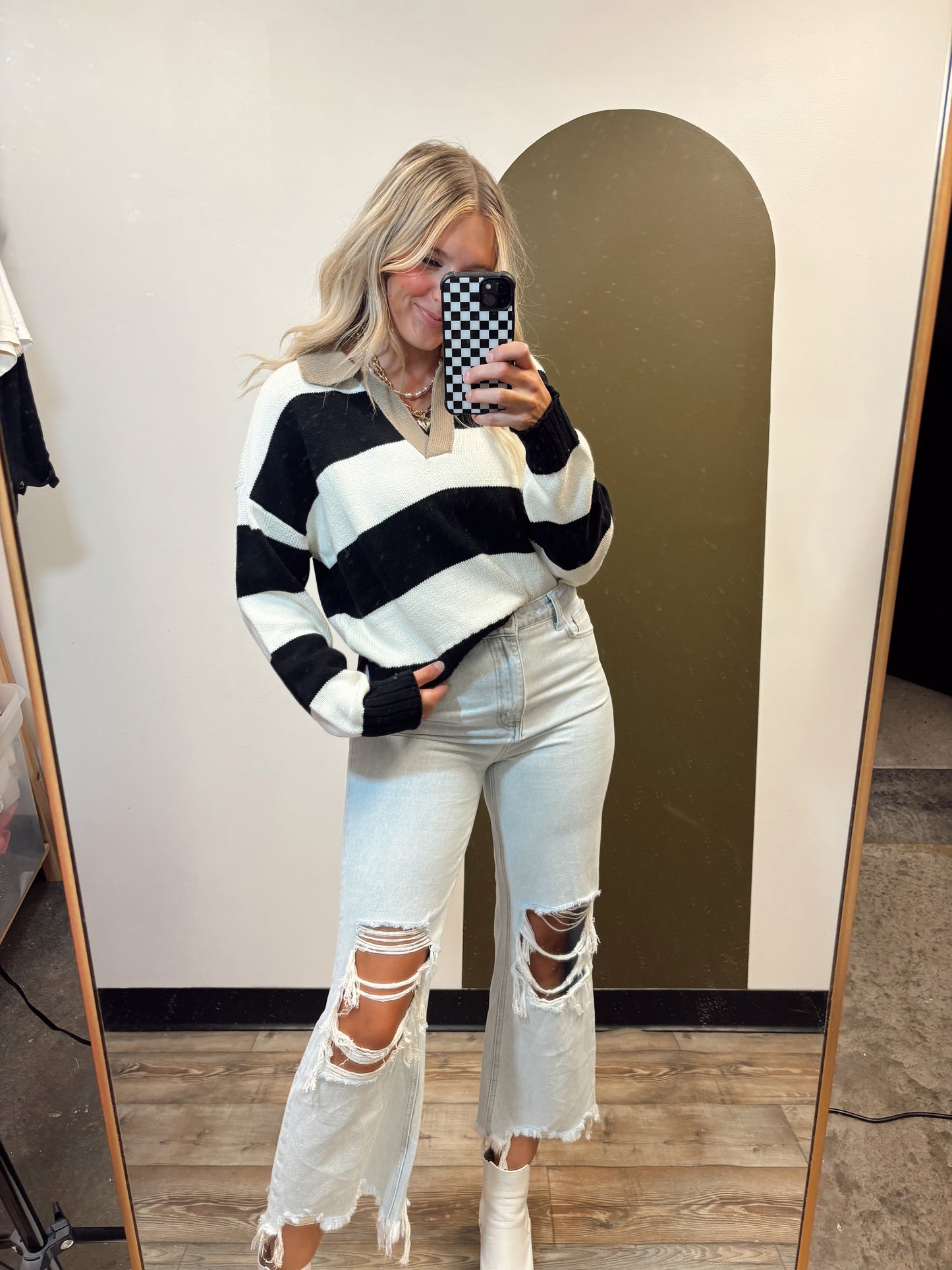 Ruby Contrast Sweater (Ivory)