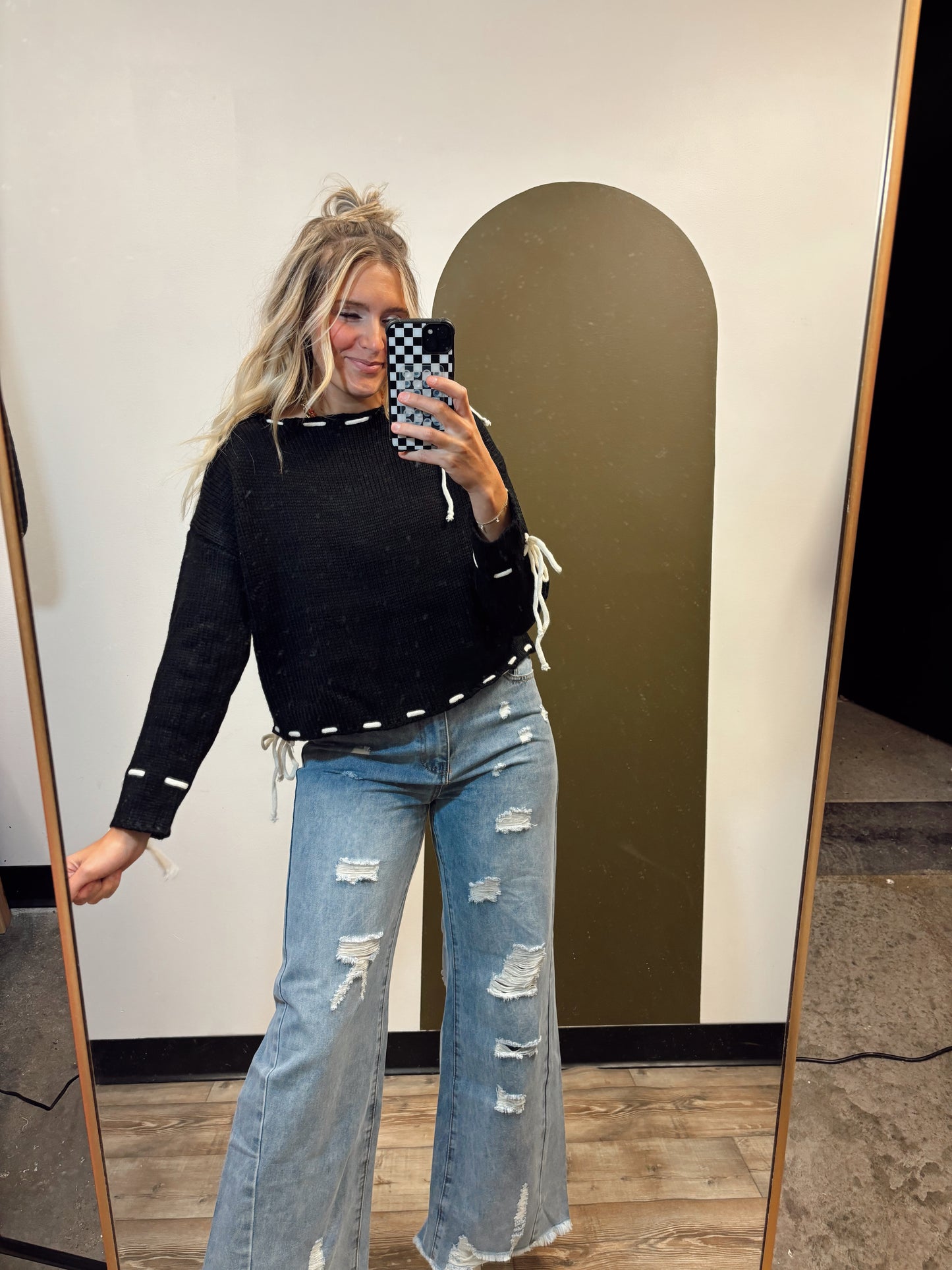 Leah Contrast Stitch Sweater