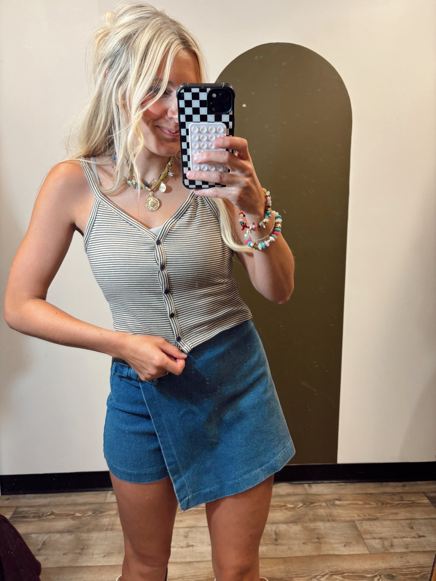 Heat Wave Button Tank (Stripe)