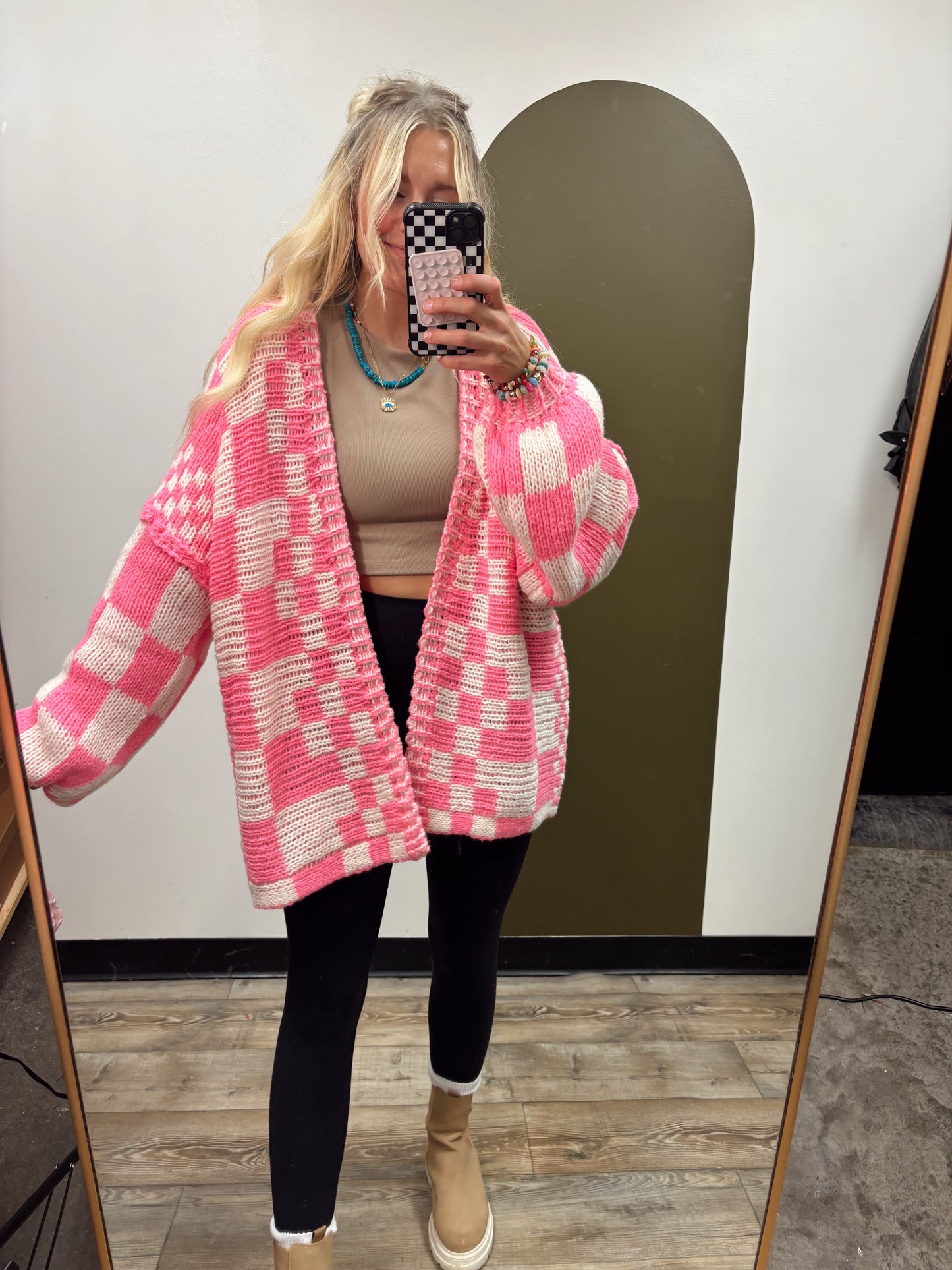 Come Around Check Cardy (Pink)