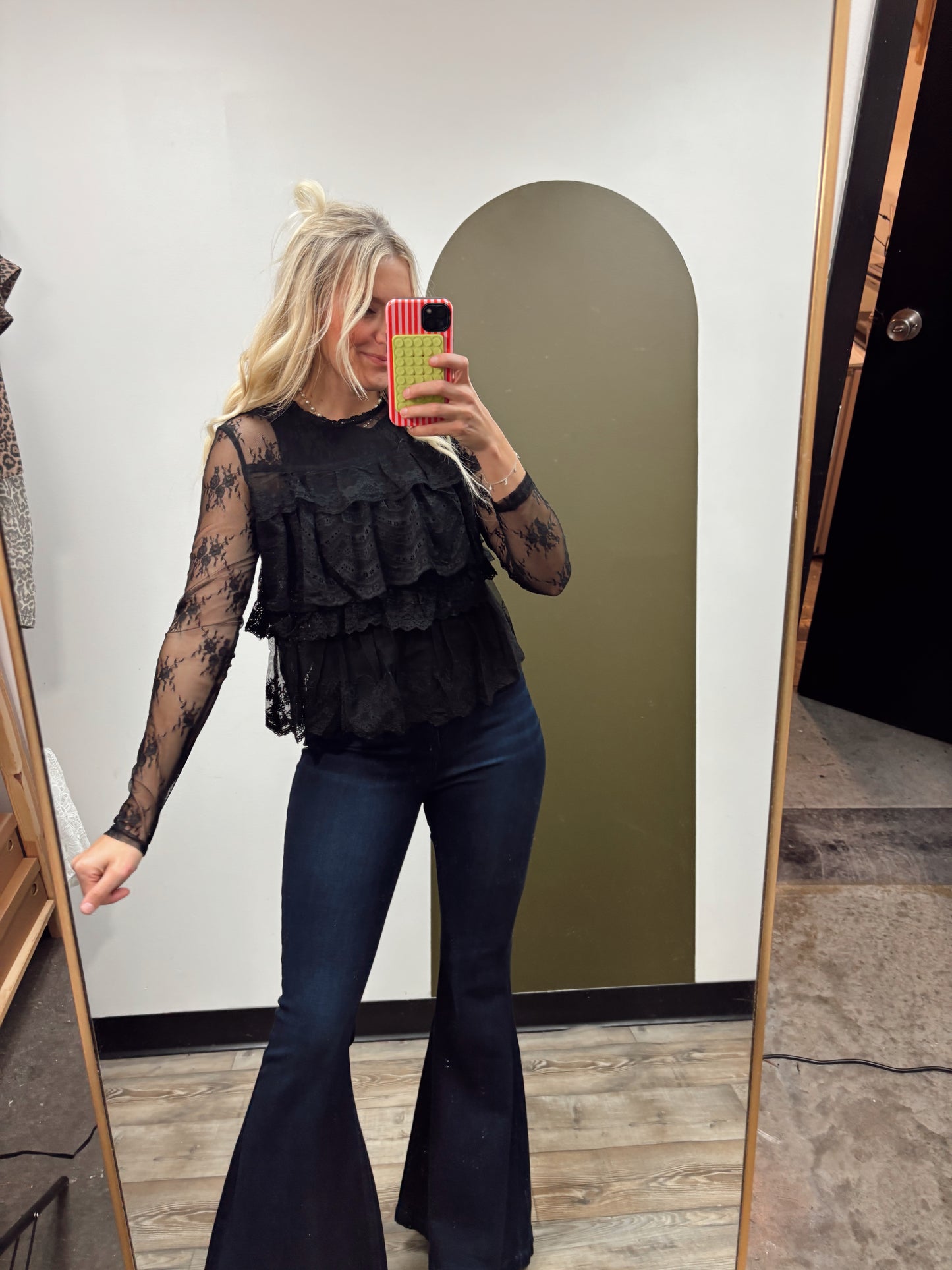 Lace Tiered Top (Black)