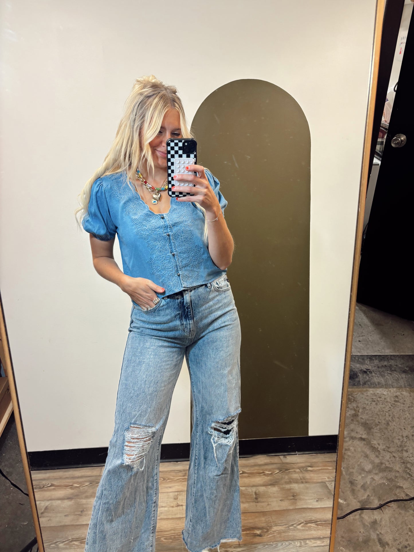 Cindy Chambray Top